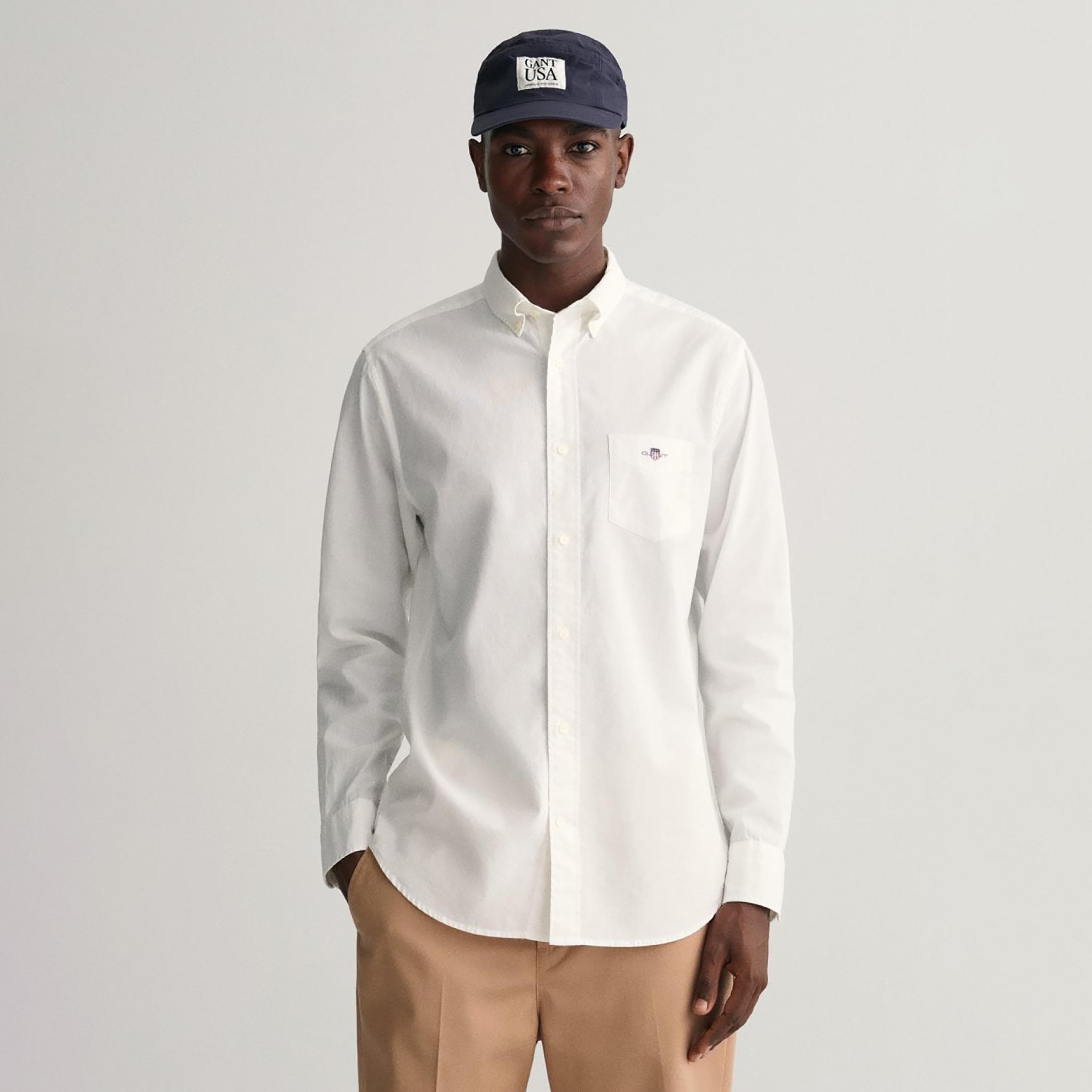 Gant Logo Detail Button Down Collar Long Sleeves Shirt with Patch Pocket-men-clothing-shirts-image-1