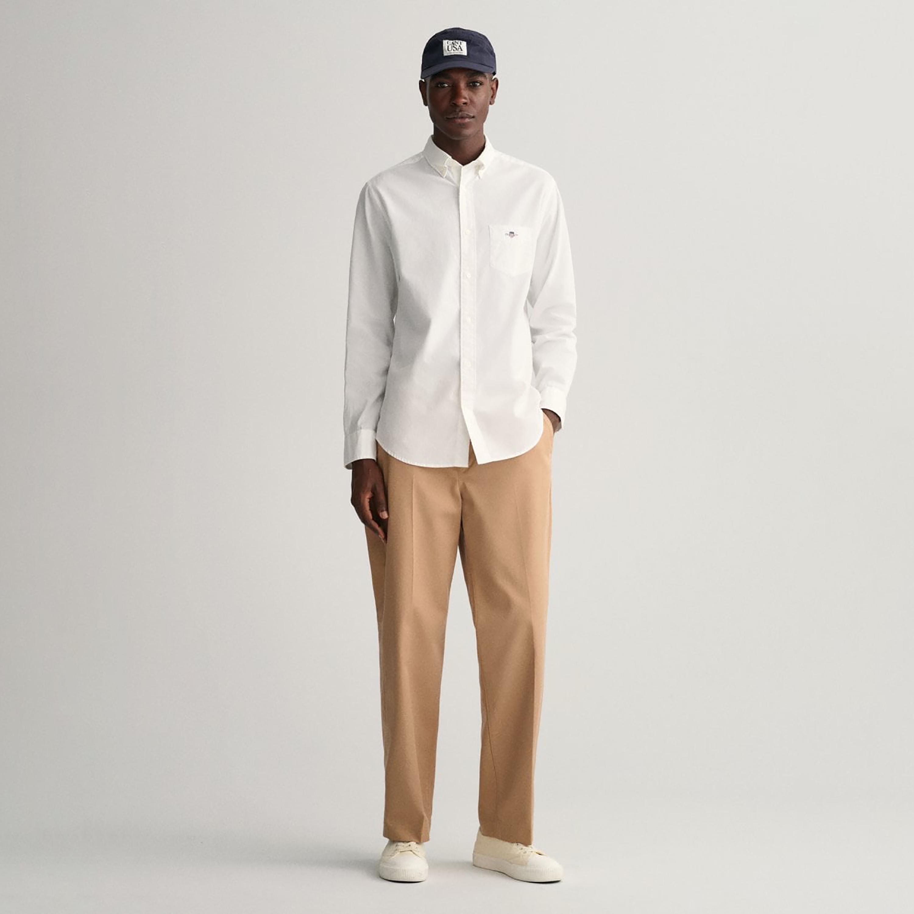 Gant Logo Detail Button Down Collar Long Sleeves Shirt with Patch Pocket-men-clothing-shirts-image-2