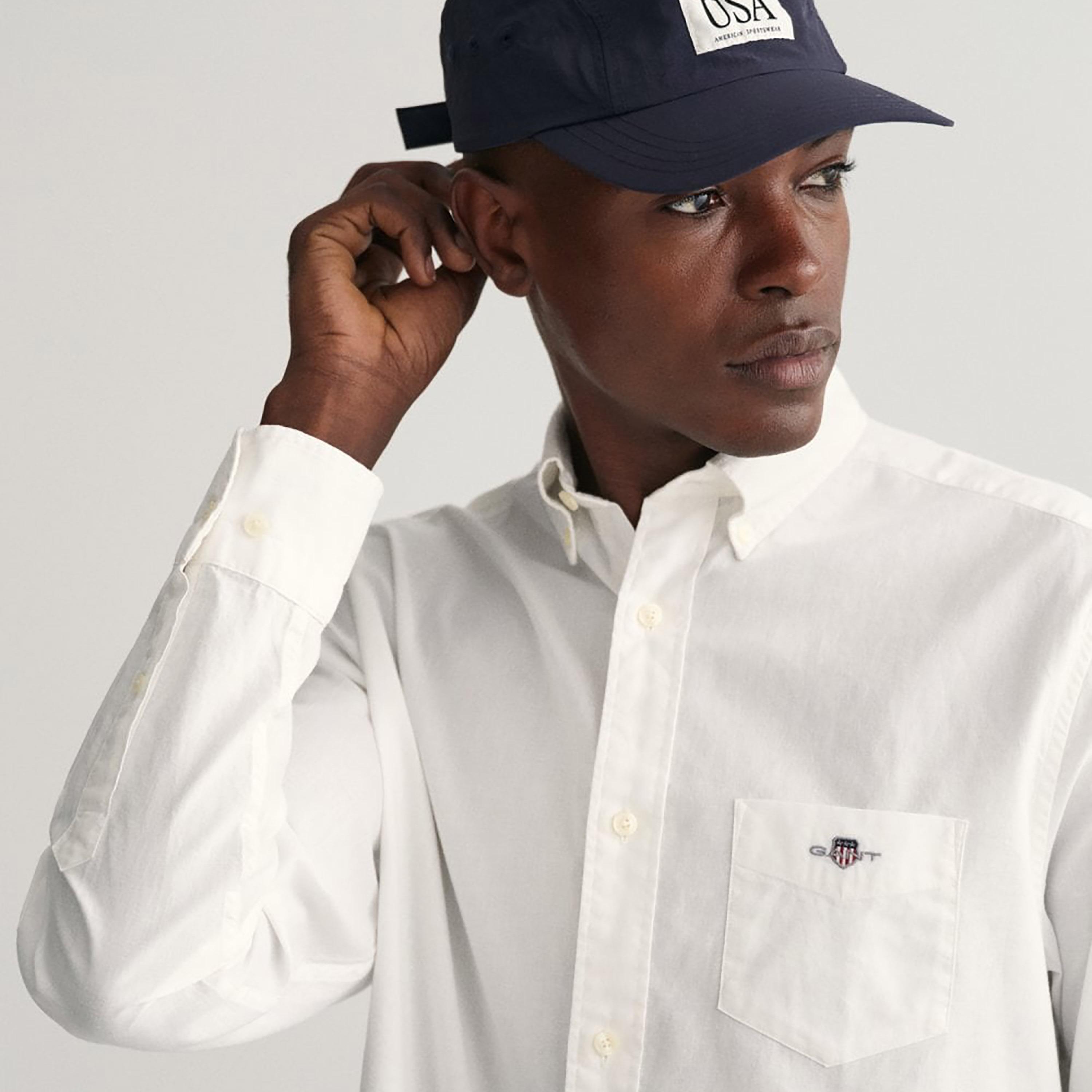 Gant Logo Detail Button Down Collar Long Sleeves Shirt with Patch Pocket-men-clothing-shirts-image-3