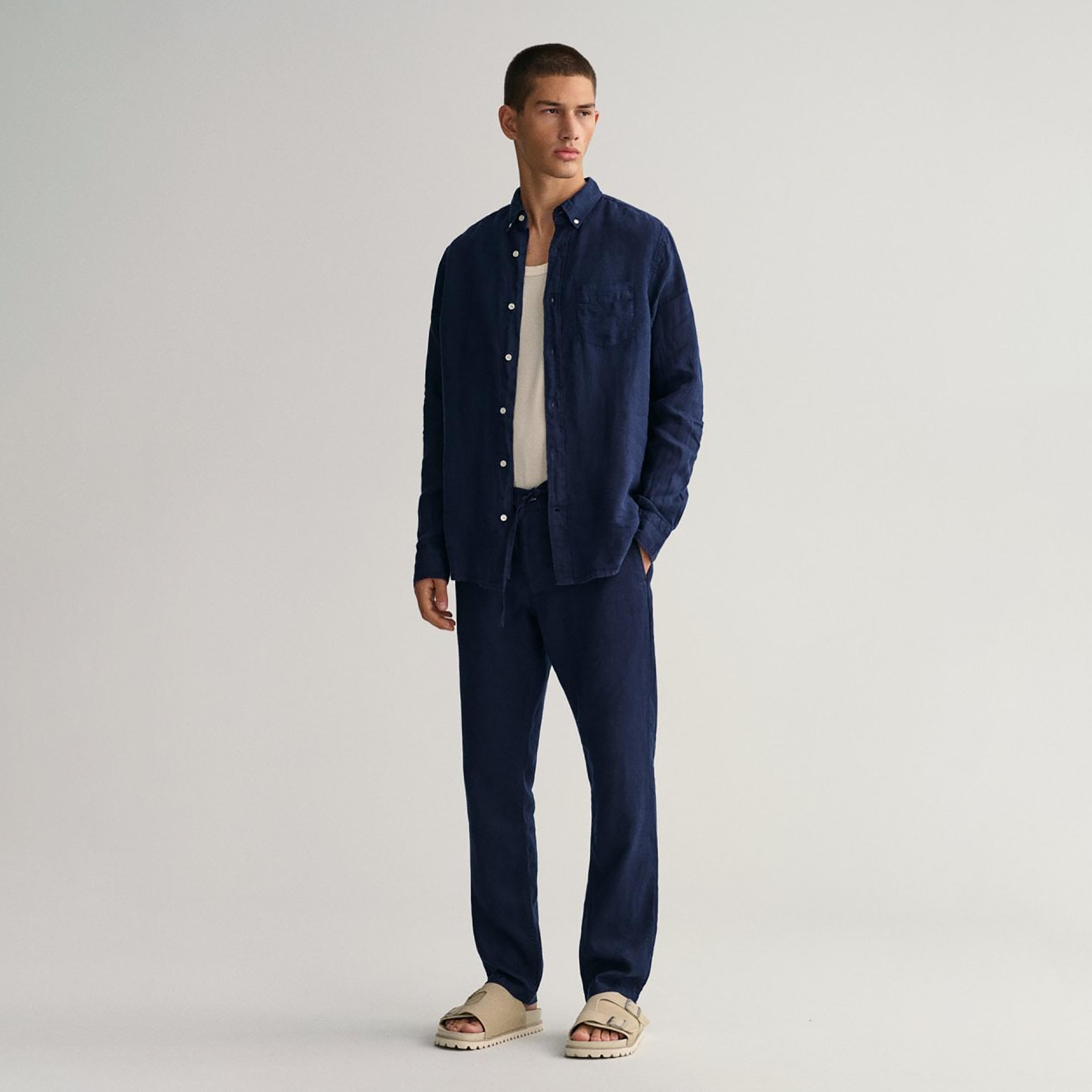 Gant Logo Detail Button Down Collar Long Sleeves Shirt with Patch Pocket-men-clothing-shirts-image-2
