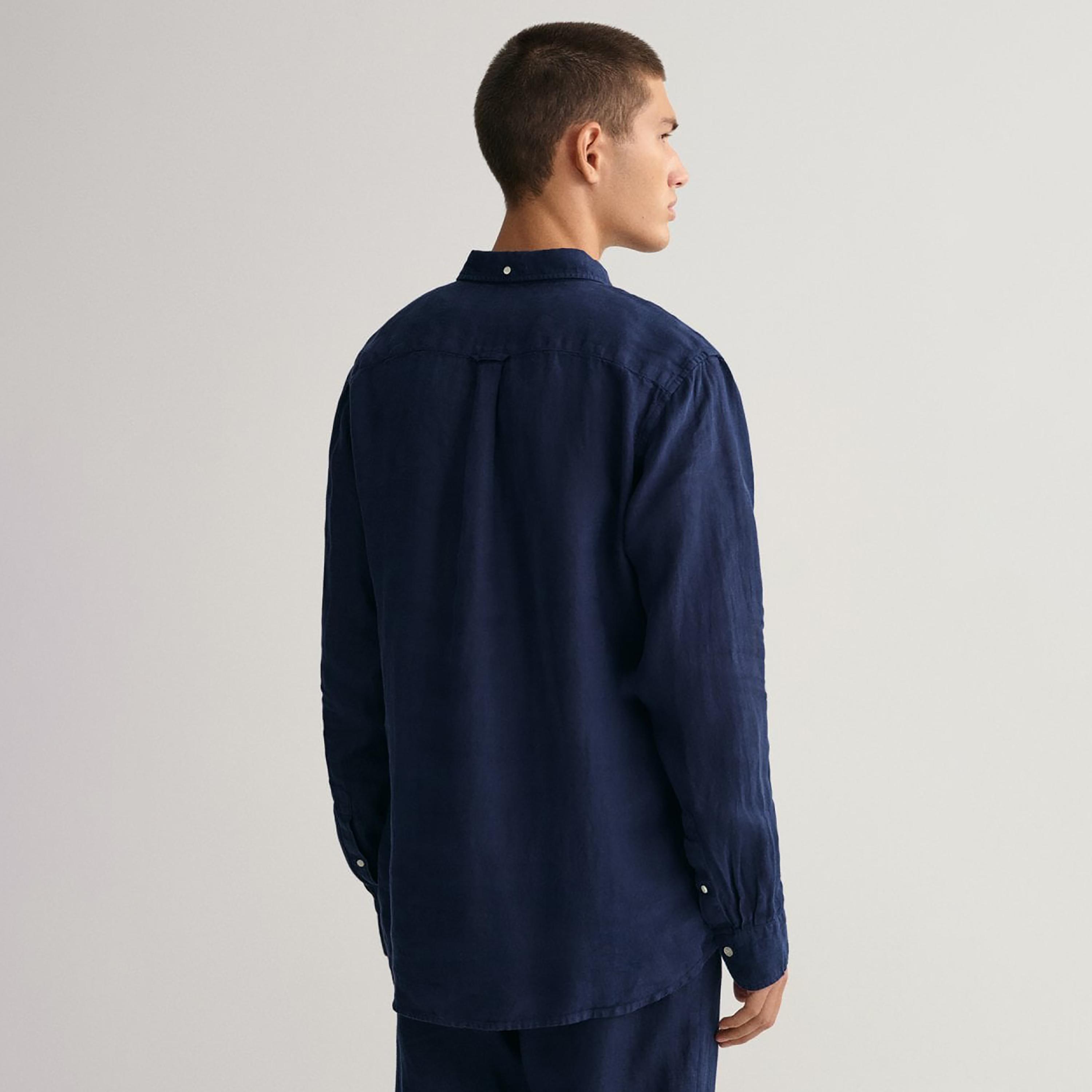 Gant Logo Detail Button Down Collar Long Sleeves Shirt with Patch Pocket-men-clothing-shirts-image-4