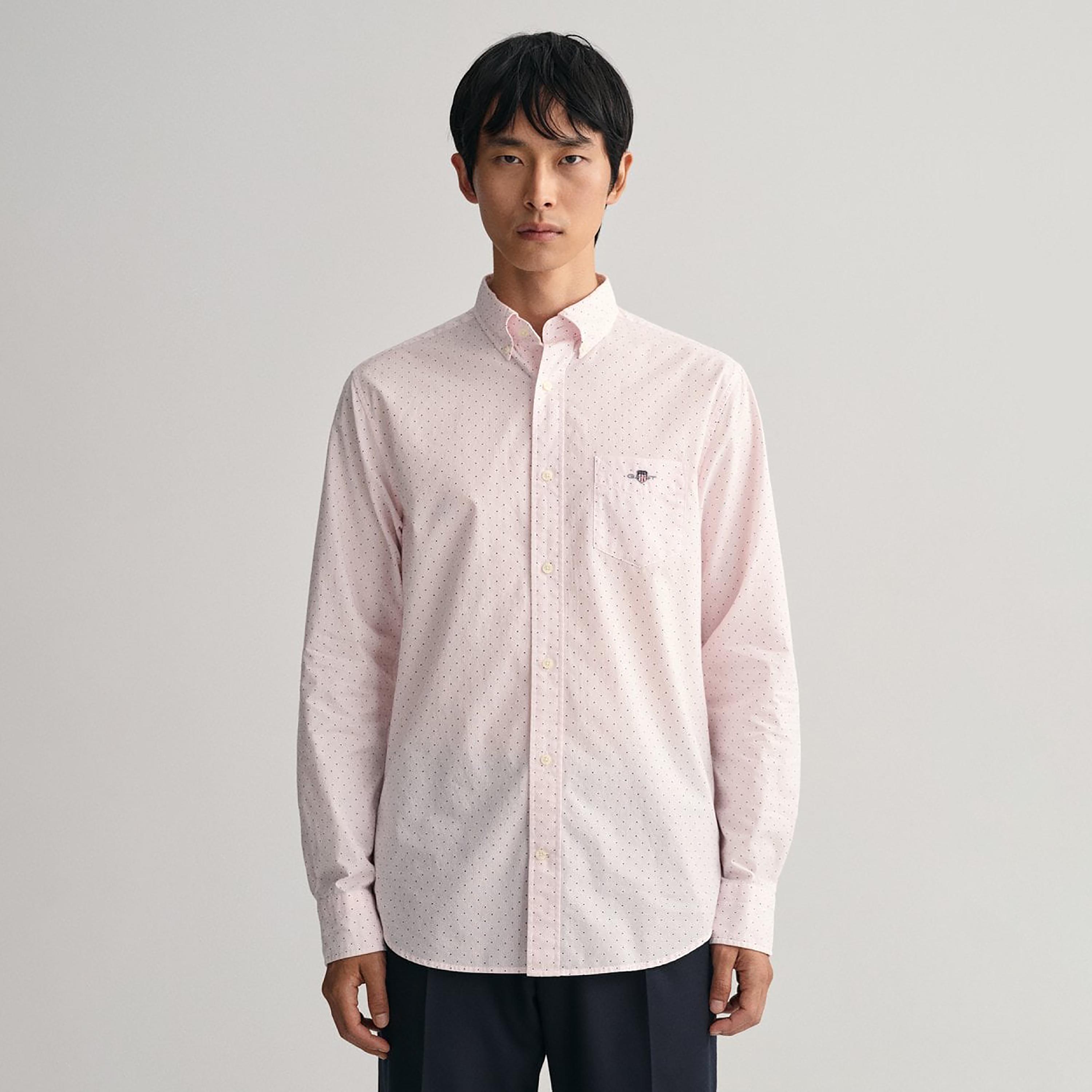 Gant Banker Dot Button Down Collar Long Sleeves Shirt with Patch Pocket-men-clothing-shirts-image-1
