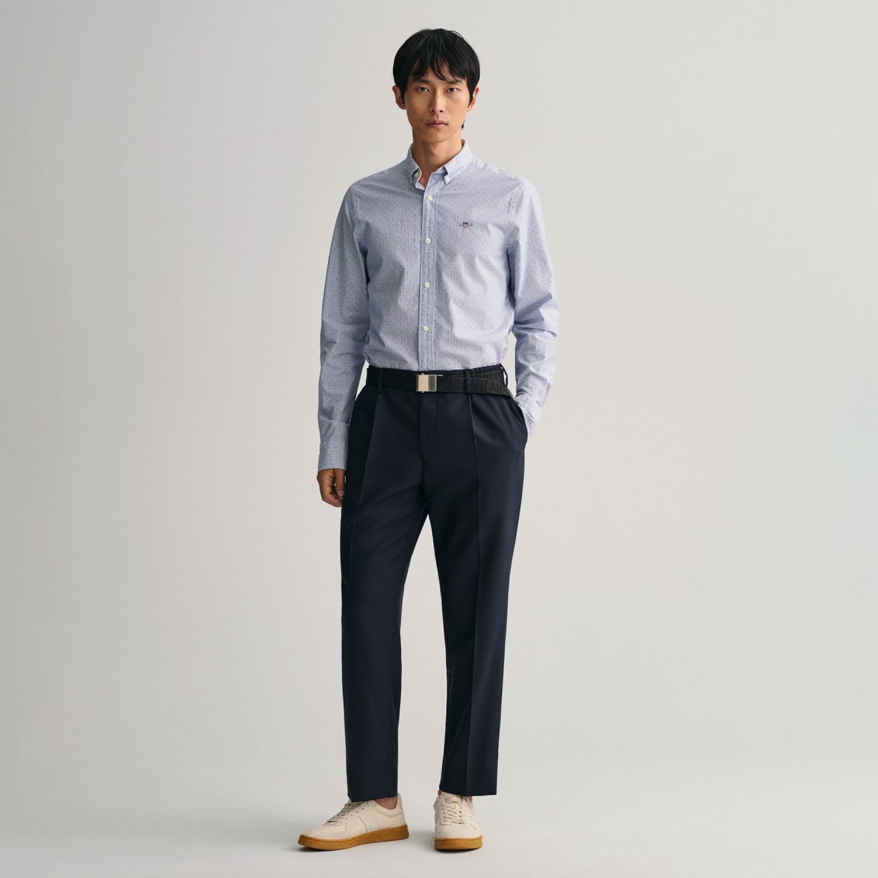 Gant Banker Dot Button Down Collar Long Sleeves Shirt with Patch Pocket-men-clothing-shirts-image-2