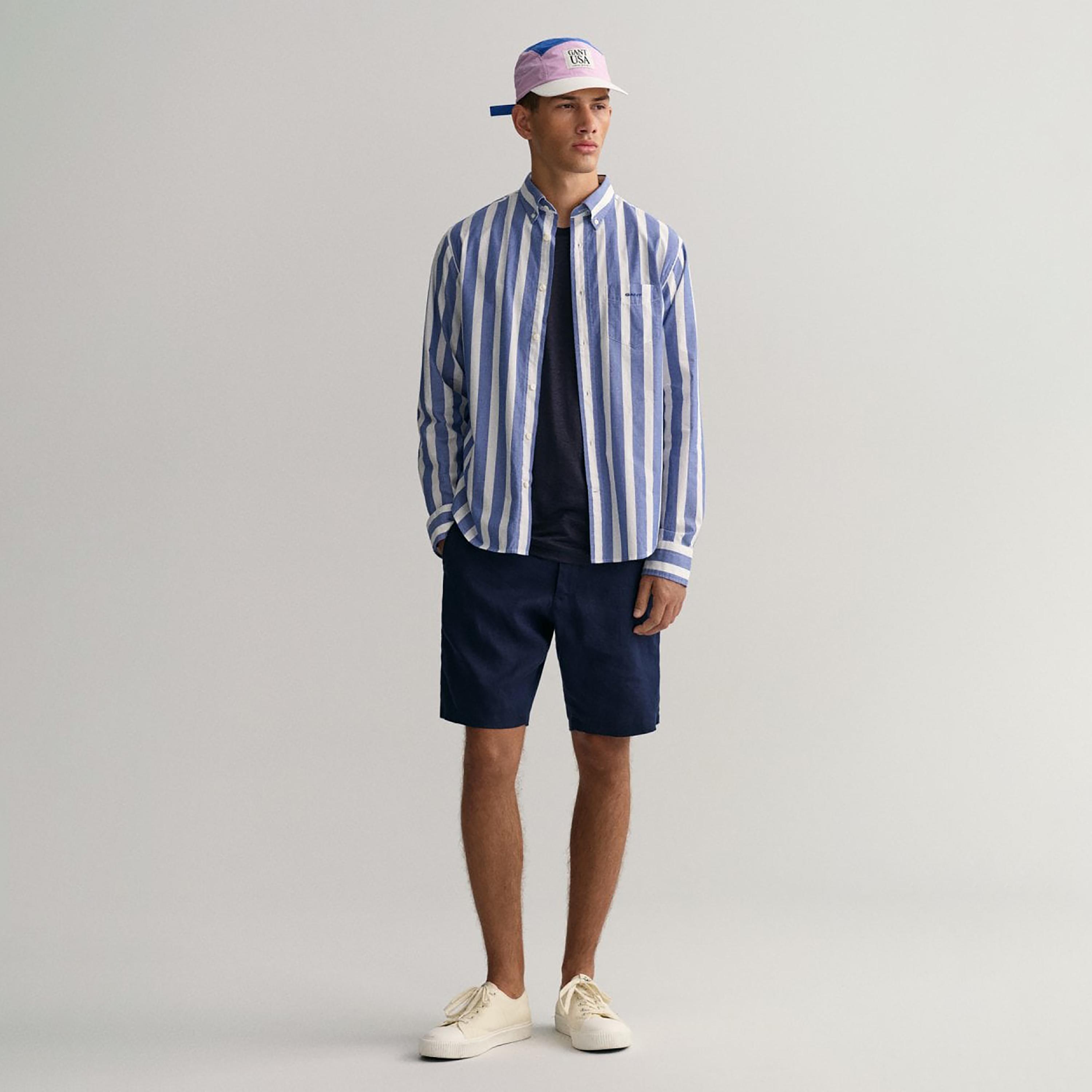 Gant Striped Button Down Collar Long Sleeves Shirt with Patch Pocket-men-clothing-shirts-image-2