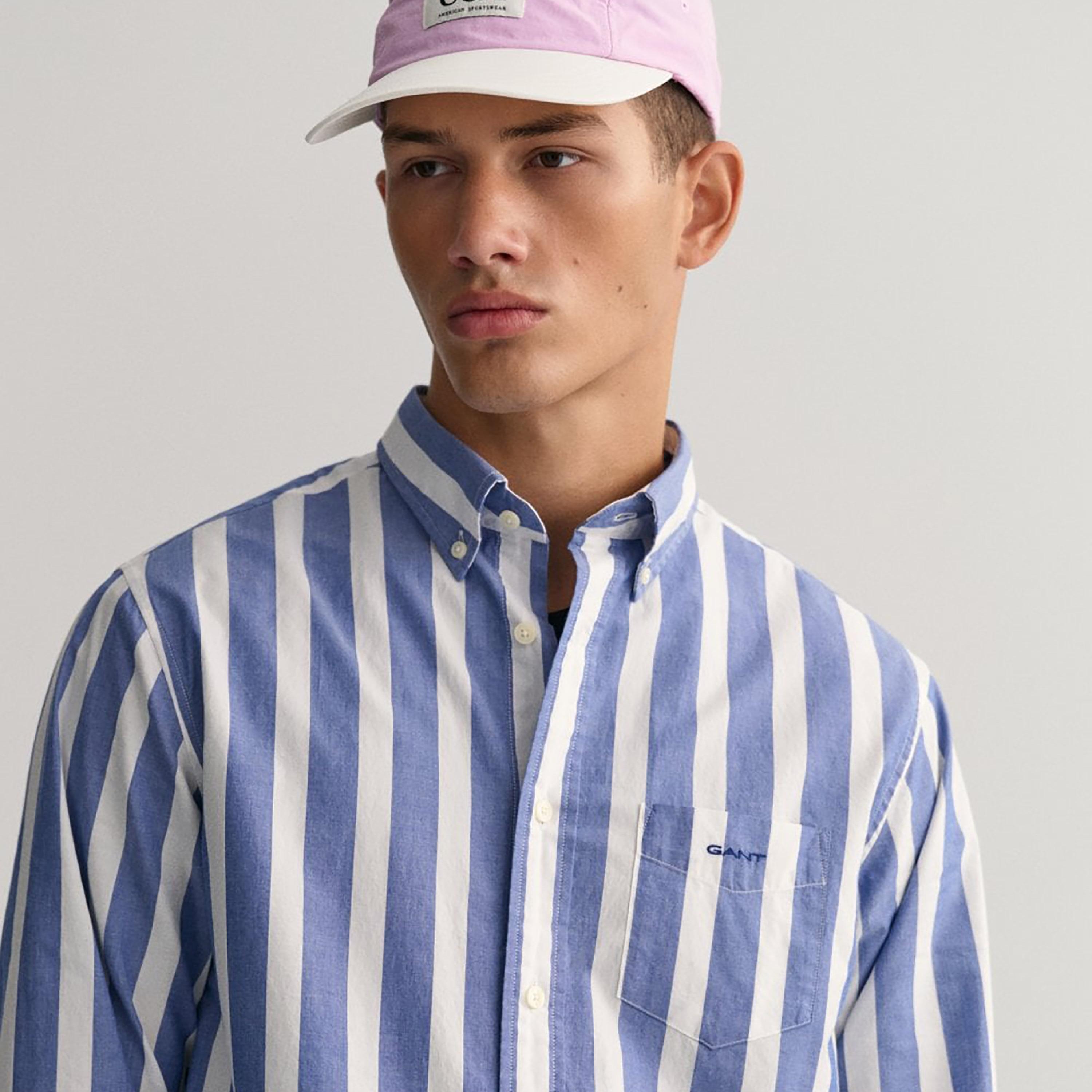 Gant Striped Button Down Collar Long Sleeves Shirt with Patch Pocket-men-clothing-shirts-image-3