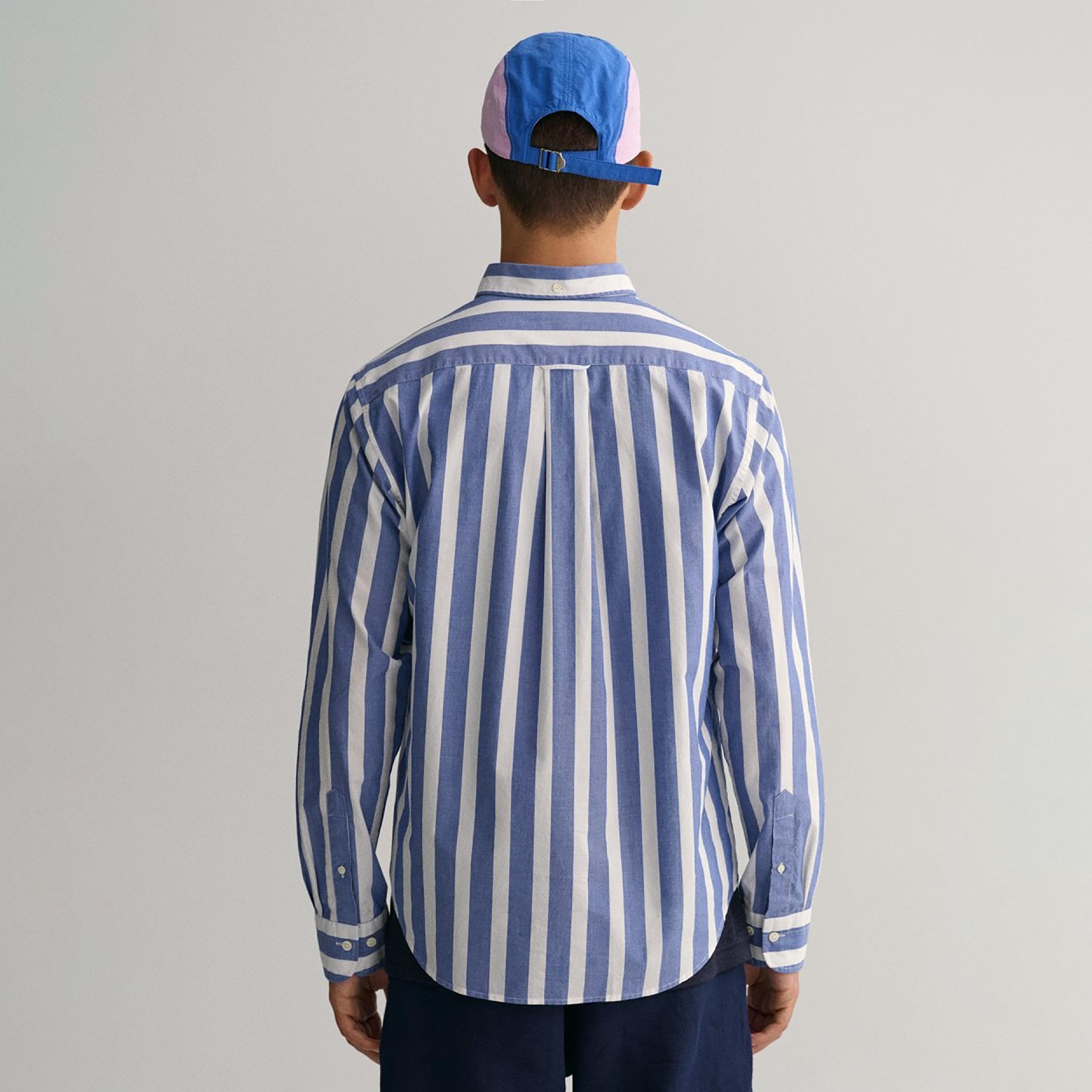 Gant Striped Button Down Collar Long Sleeves Shirt with Patch Pocket-men-clothing-shirts-image-4