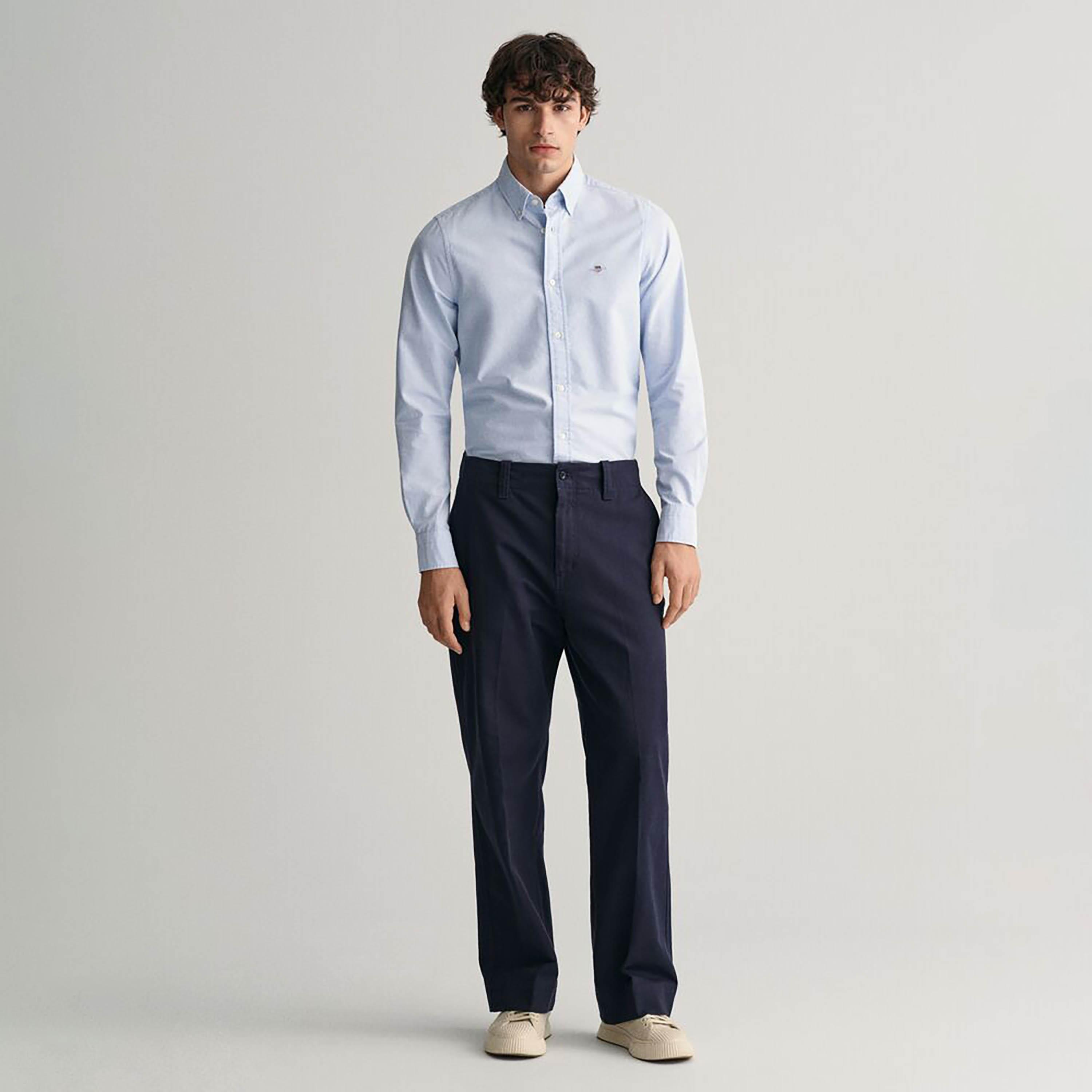 Gant Slim Fit Plain Button-Down Collar Long Sleeves Men's Shirt-men-clothing-shirts-image-8