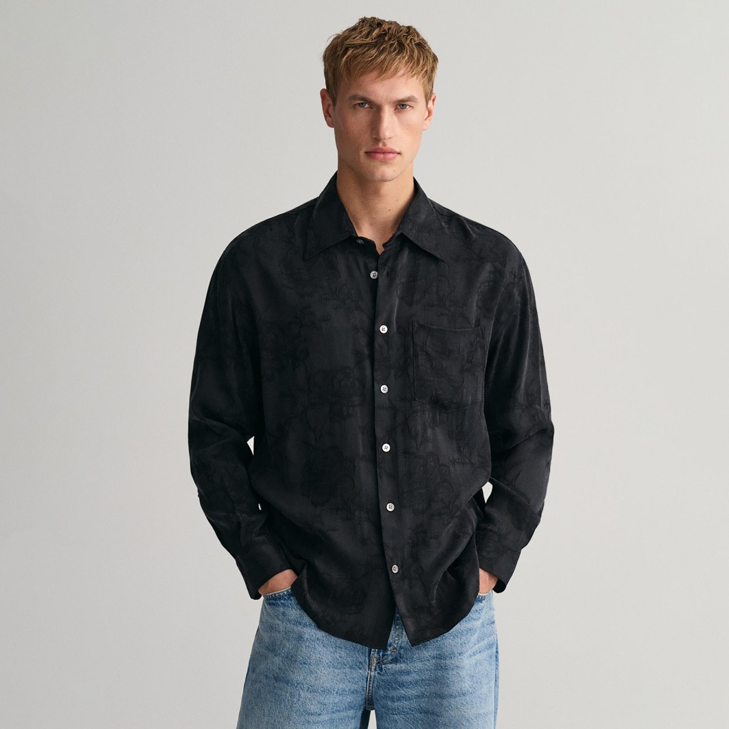 قميص من جانت بأكمام طويلة وياقة زهرية بالكامل مع جيب رقعة-men-clothing-shirts-image-1