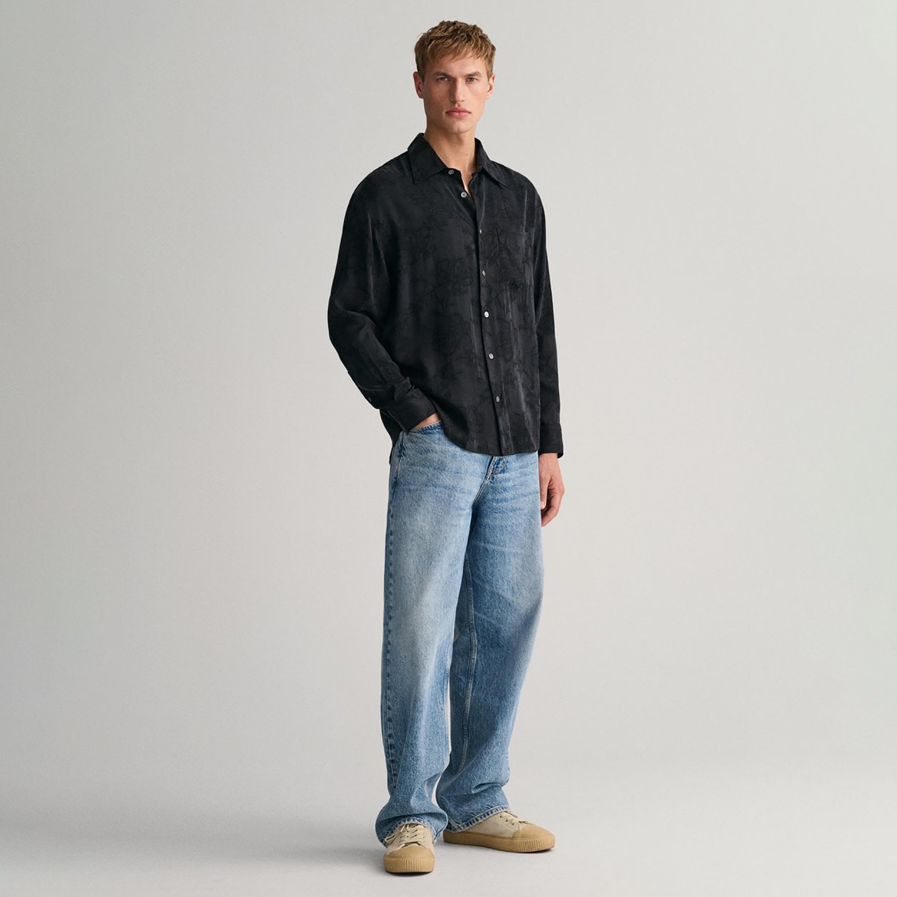 قميص من جانت بأكمام طويلة وياقة زهرية بالكامل مع جيب رقعة-men-clothing-shirts-image-2