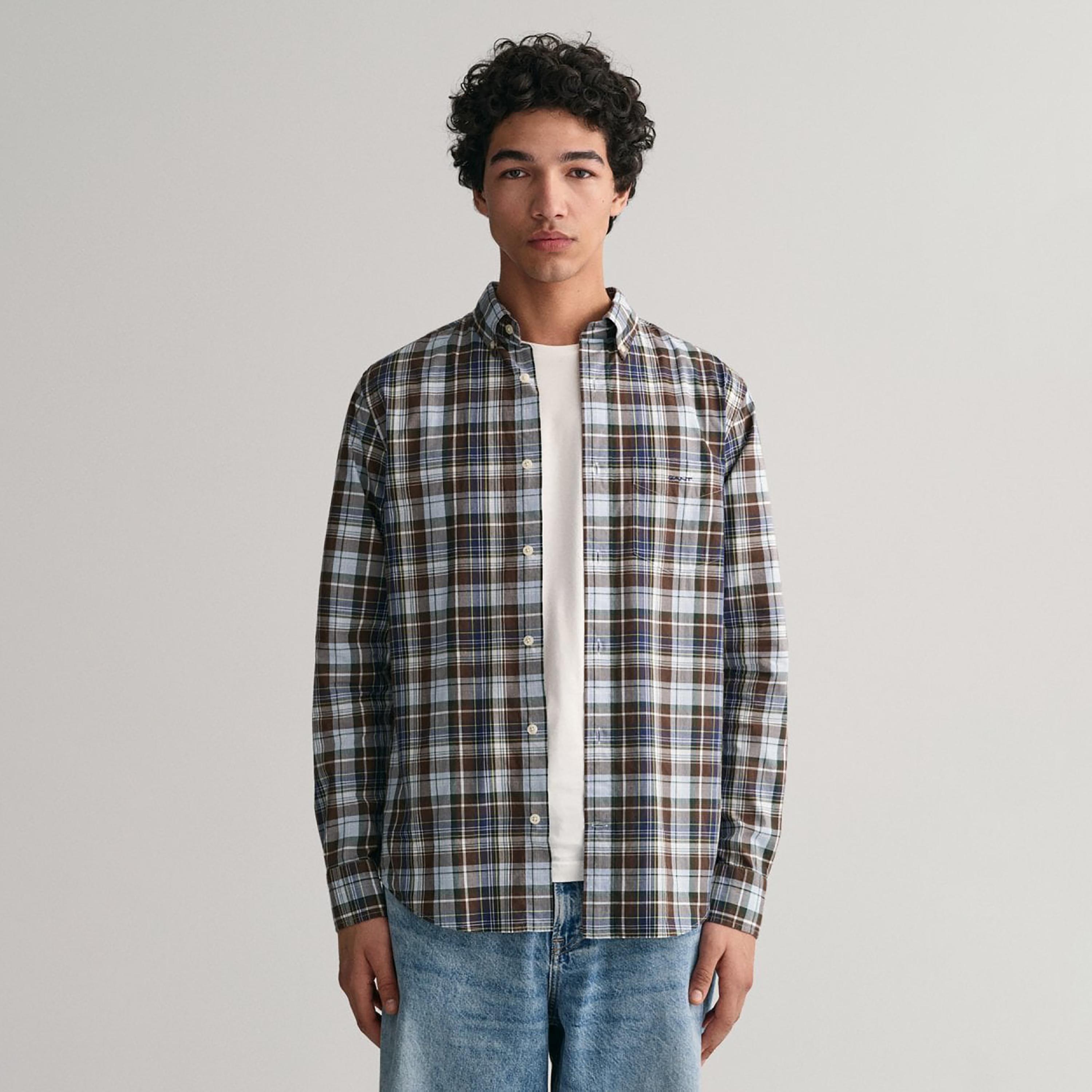 Gant Checked Button Down Collar Long Sleeves Shirt with Patch Pocket-men-clothing-shirts-image-1