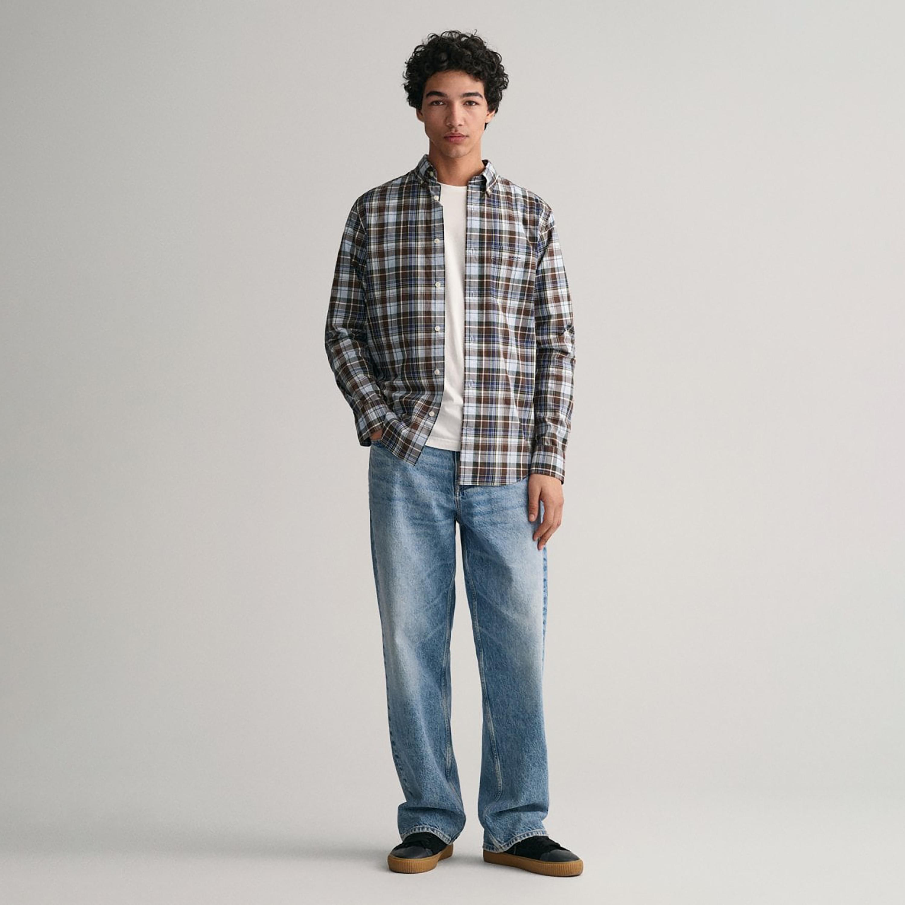 Gant Checked Button Down Collar Long Sleeves Shirt with Patch Pocket-men-clothing-shirts-image-2