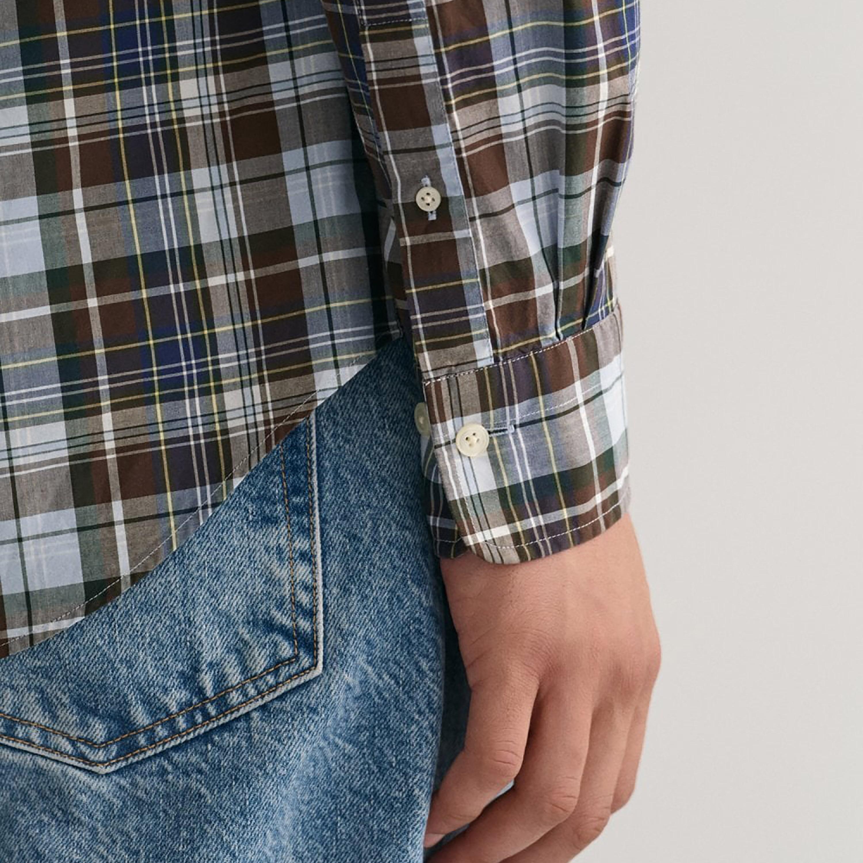 Gant Checked Button Down Collar Long Sleeves Shirt with Patch Pocket-men-clothing-shirts-image-3
