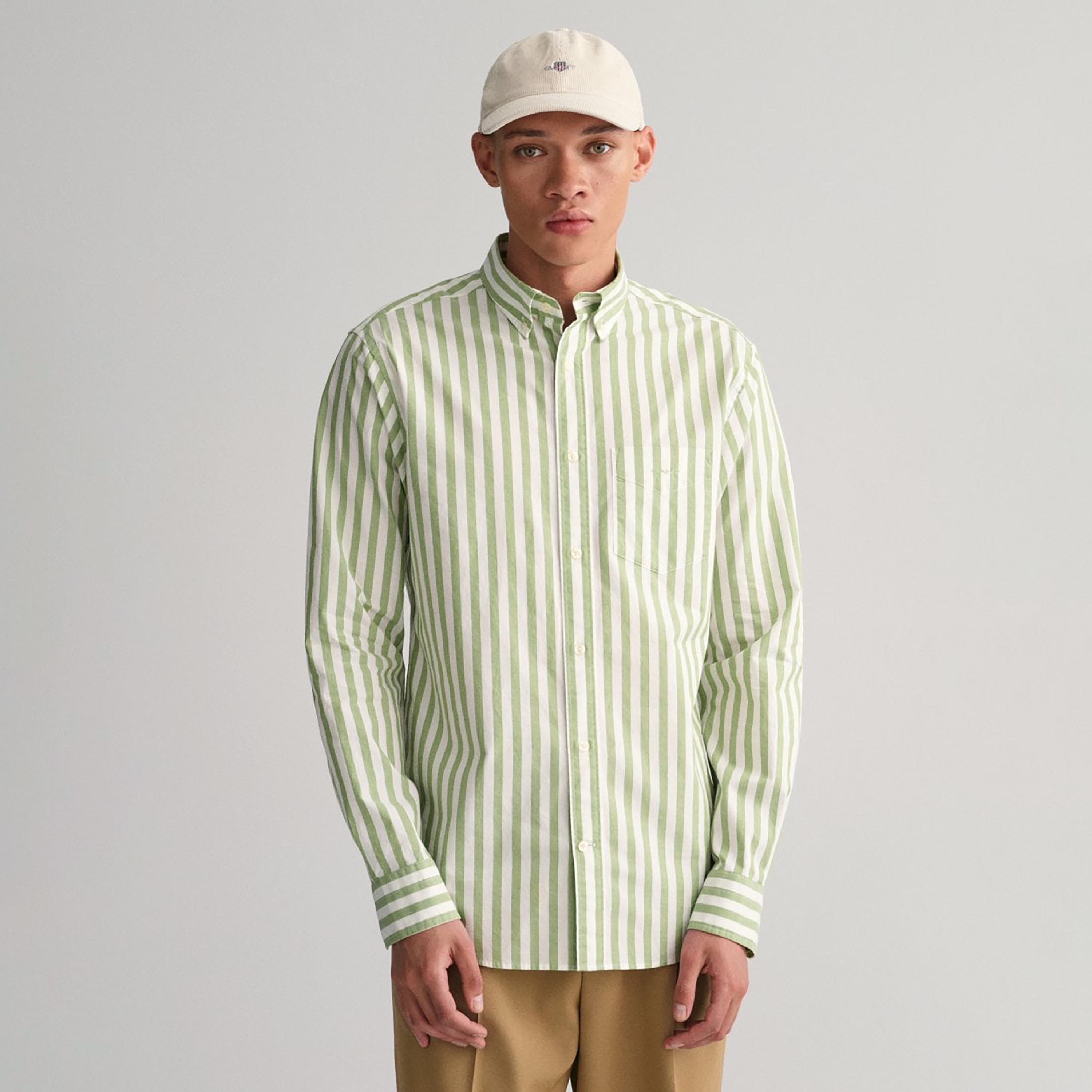 Gant Striped Button Down Collar Long Sleeves Shirt with Patch Pocket-men-clothing-shirts-image-1