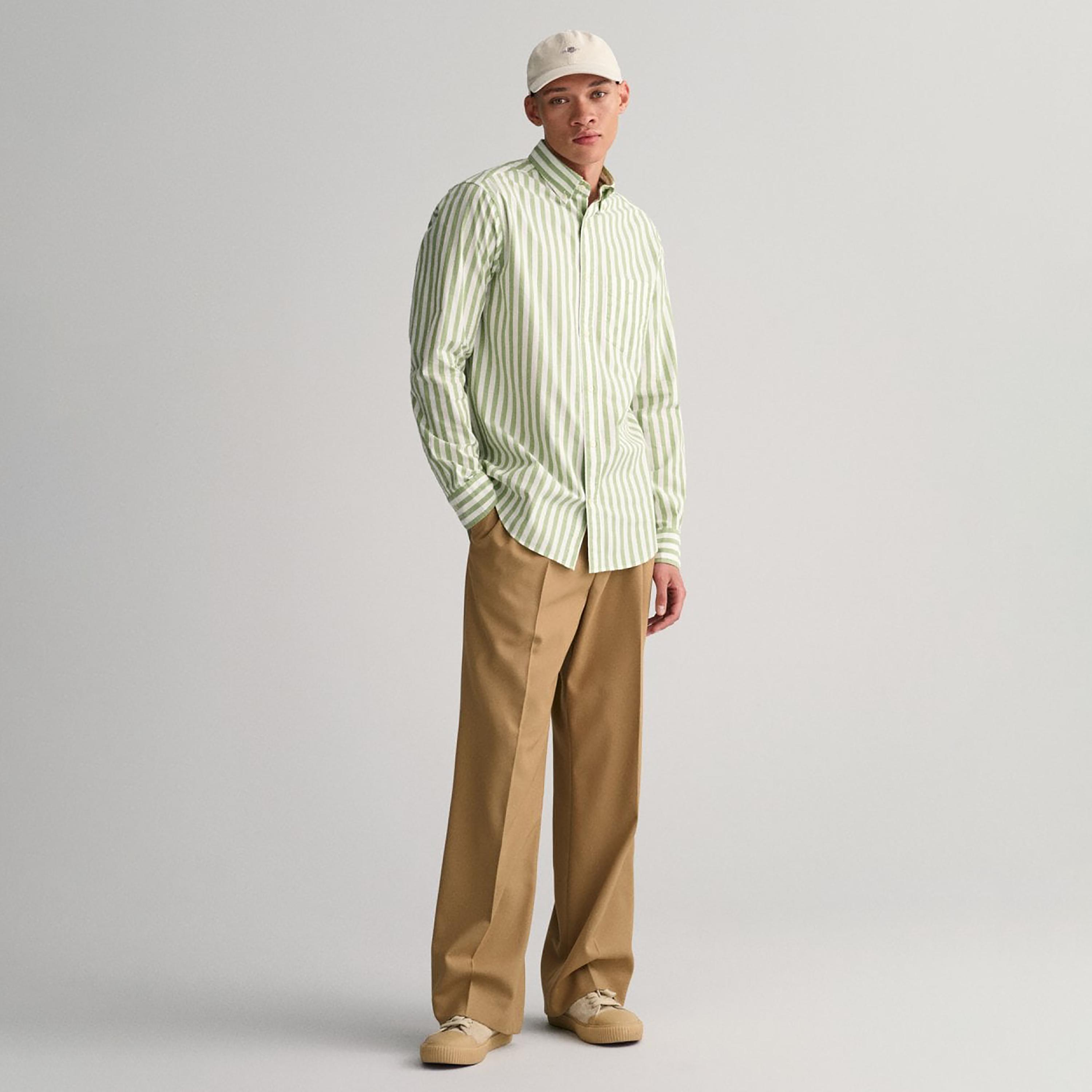 Gant Striped Button Down Collar Long Sleeves Shirt with Patch Pocket-men-clothing-shirts-image-2