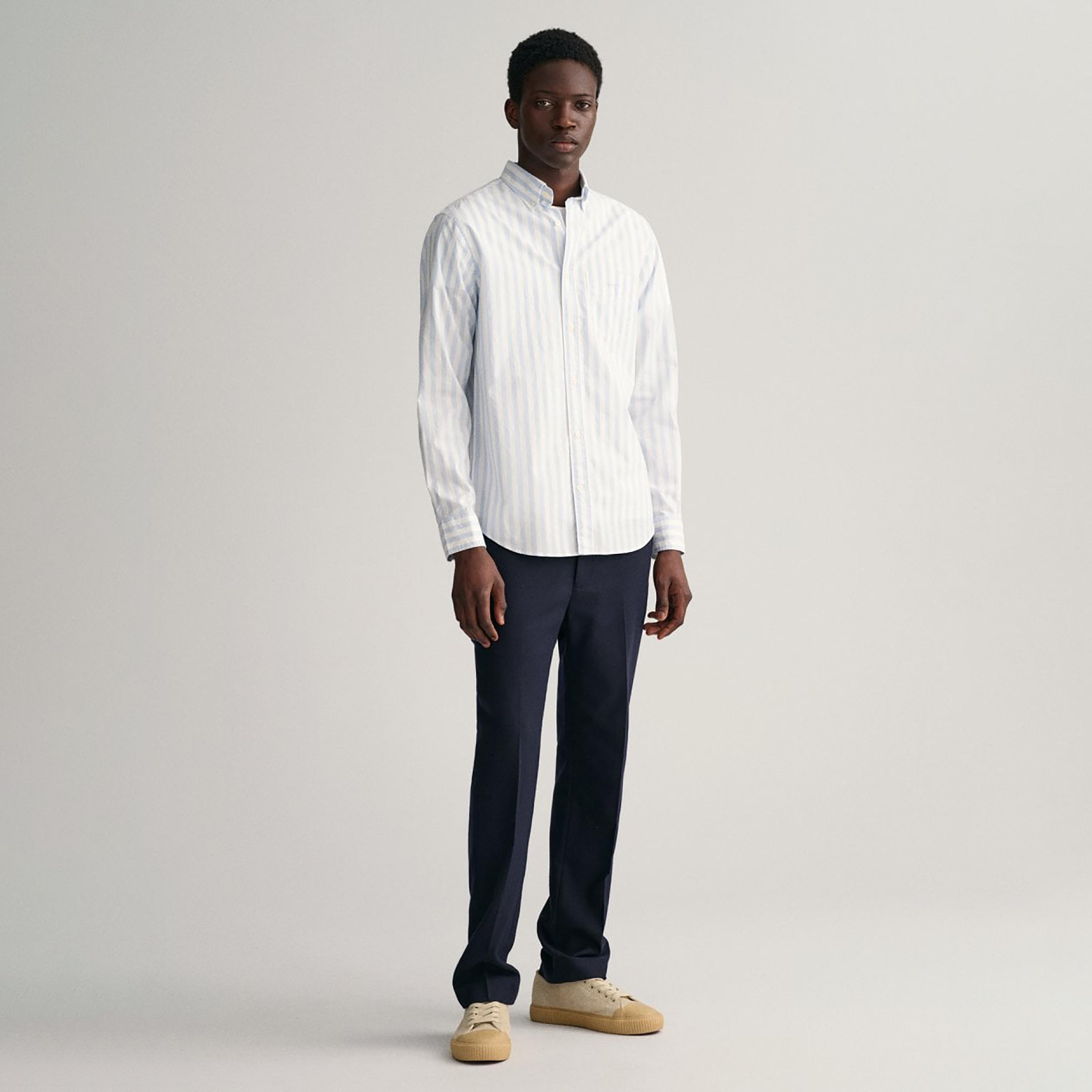 قميص من جانت مخطط بأكمام طويلة وياقة بأزرار سفلية وجيب رقعة-men-clothing-shirts-image-2