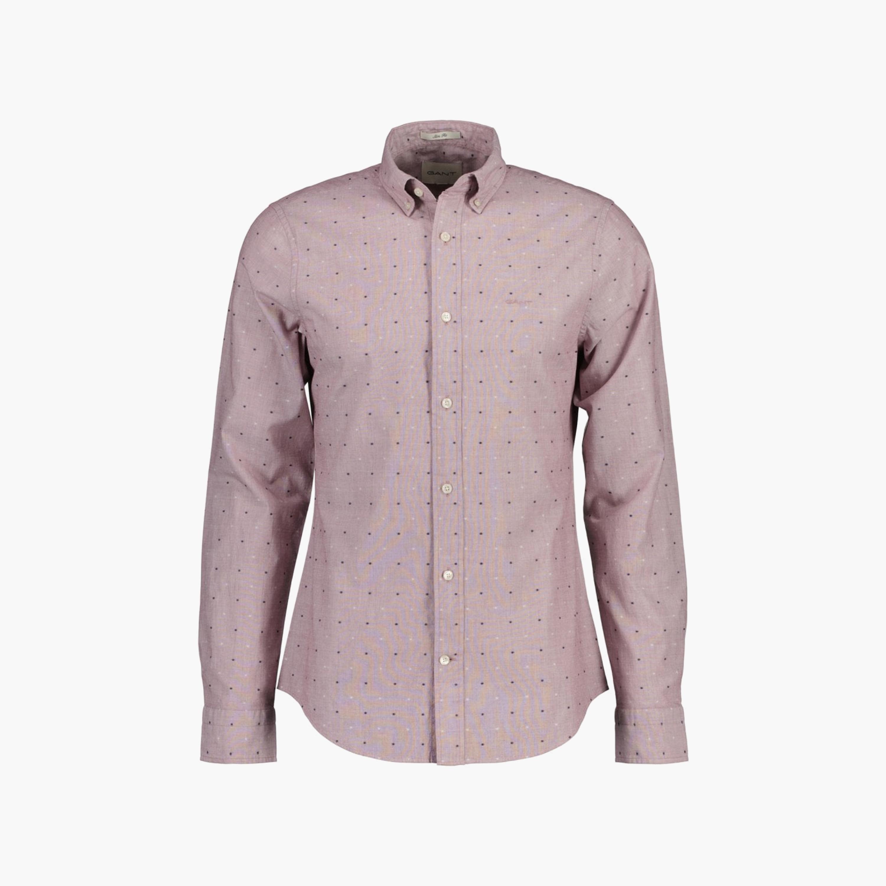 قميص من جانت بطبعة منقطة وأكمام طويلة وياقة بأزرار سفلية-men-clothing-shirts-image-1