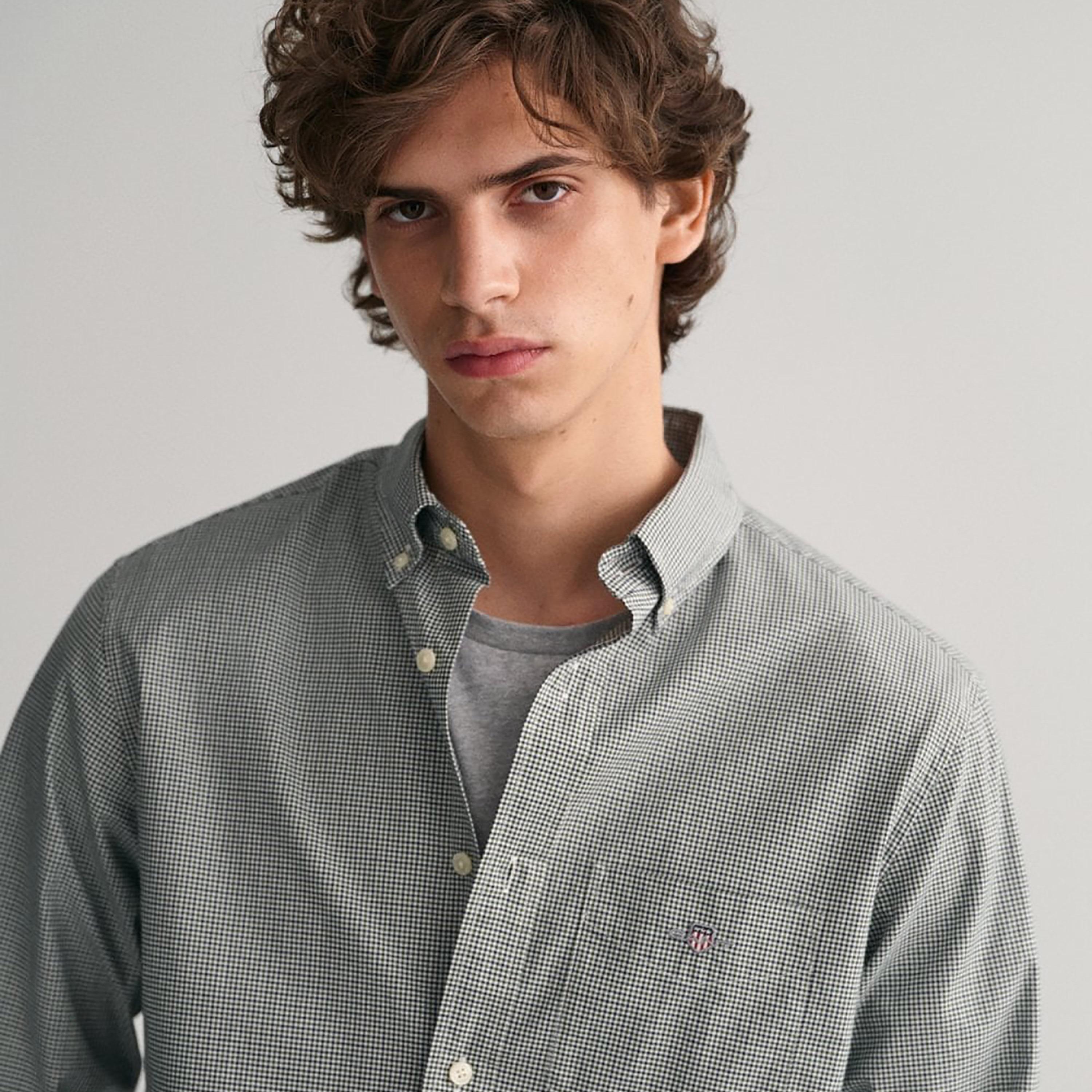 Gant Micro Checked Button Down Collar Long Sleeves Shirt with Patch Pocket-men-clothing-shirts-image-3