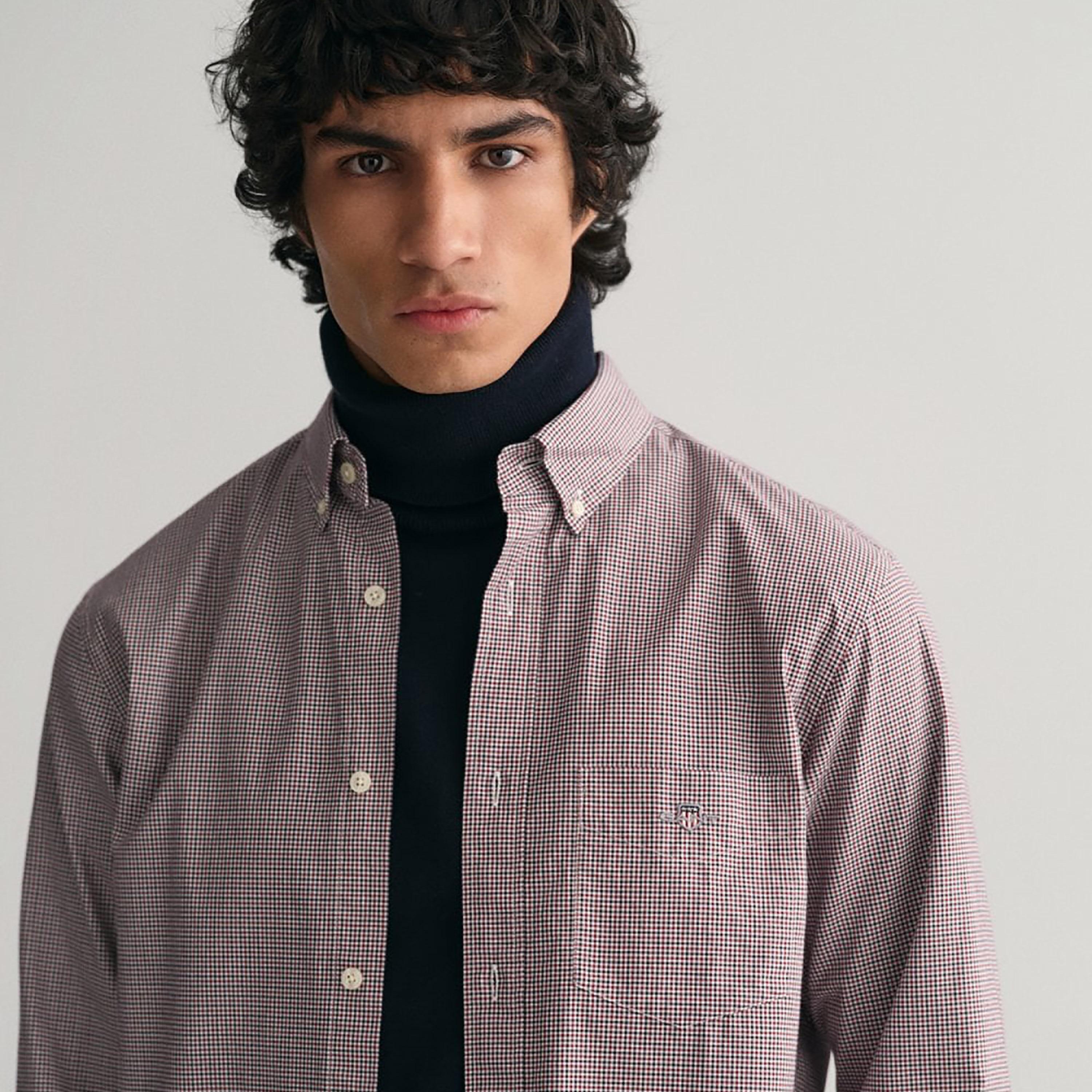 Gant Micro Checked Button Down Collar Long Sleeves Shirt with Patch Pocket-men-clothing-shirts-image-3