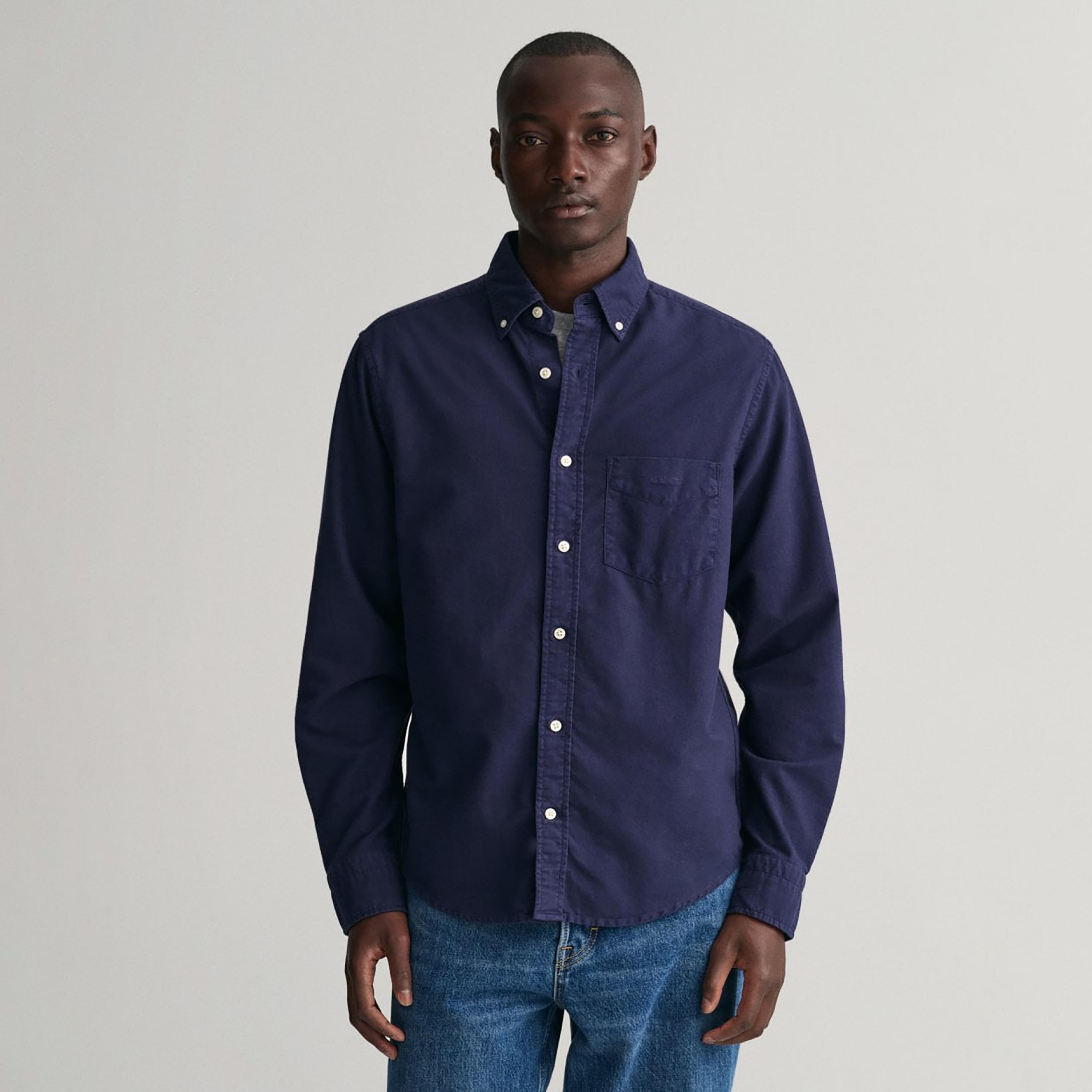Gant Logo Detail Button Down Collar Long Sleeves Shirt with Patch Pocket-men-clothing-shirts-image-1