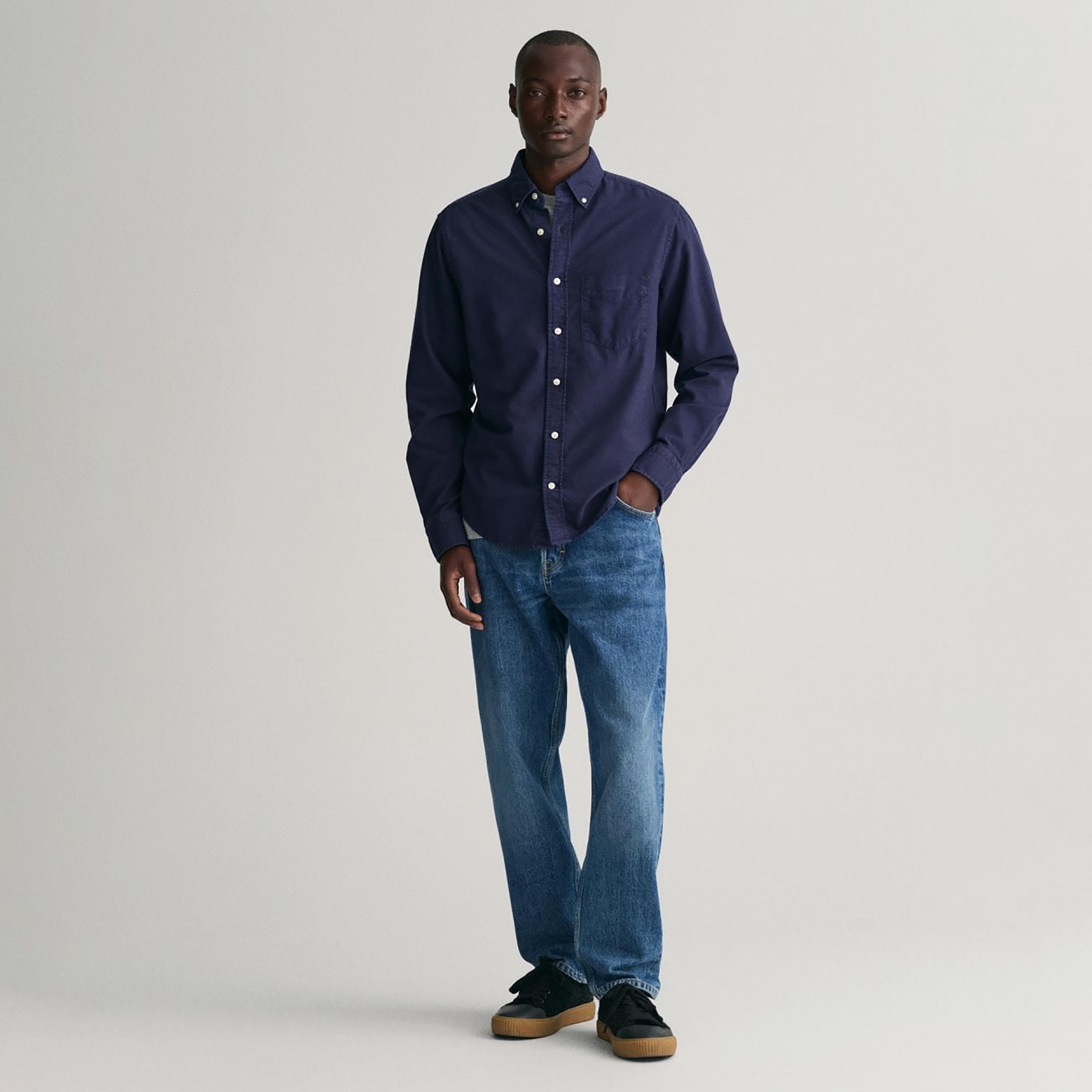 Gant Logo Detail Button Down Collar Long Sleeves Shirt with Patch Pocket-men-clothing-shirts-image-2