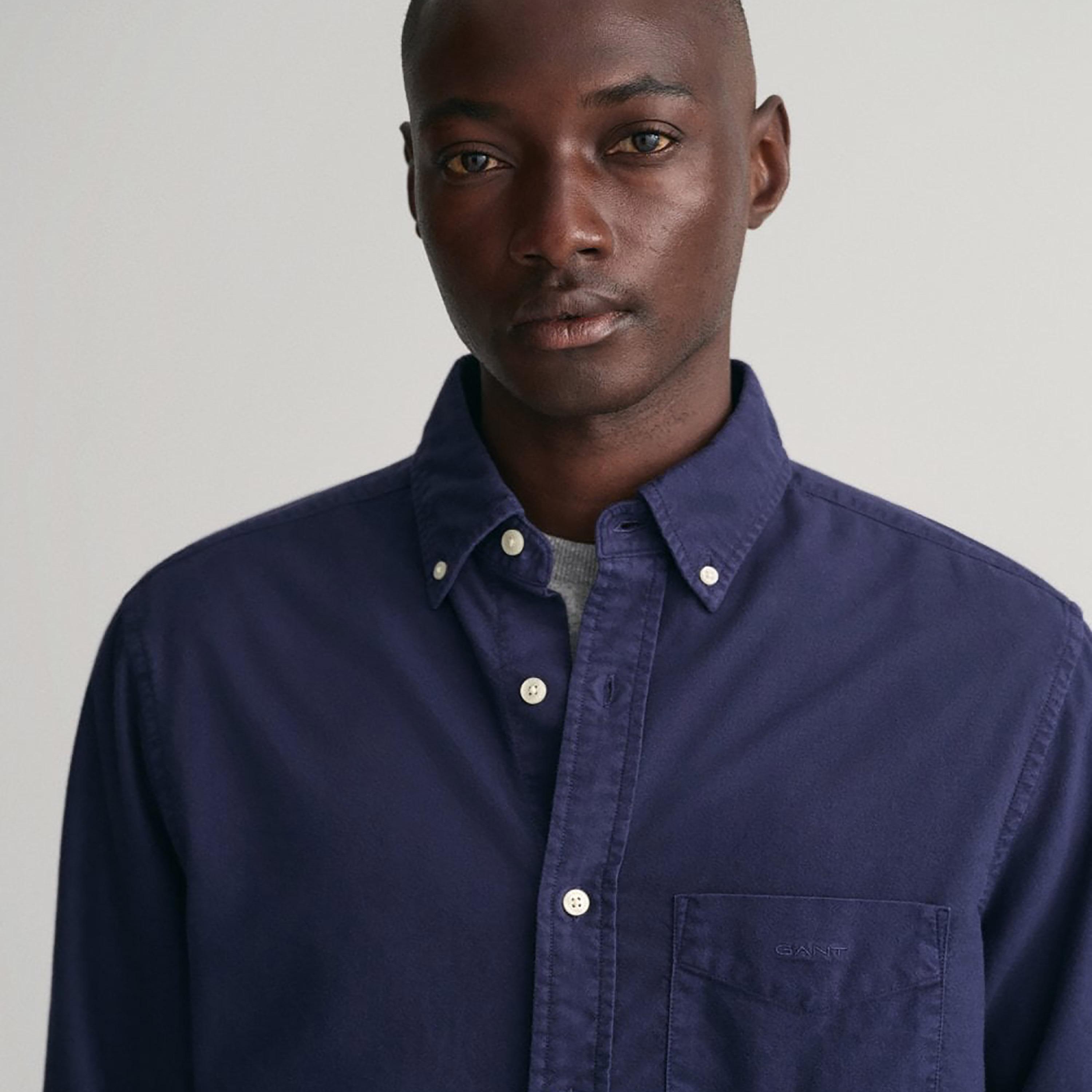Gant Logo Detail Button Down Collar Long Sleeves Shirt with Patch Pocket-men-clothing-shirts-image-3