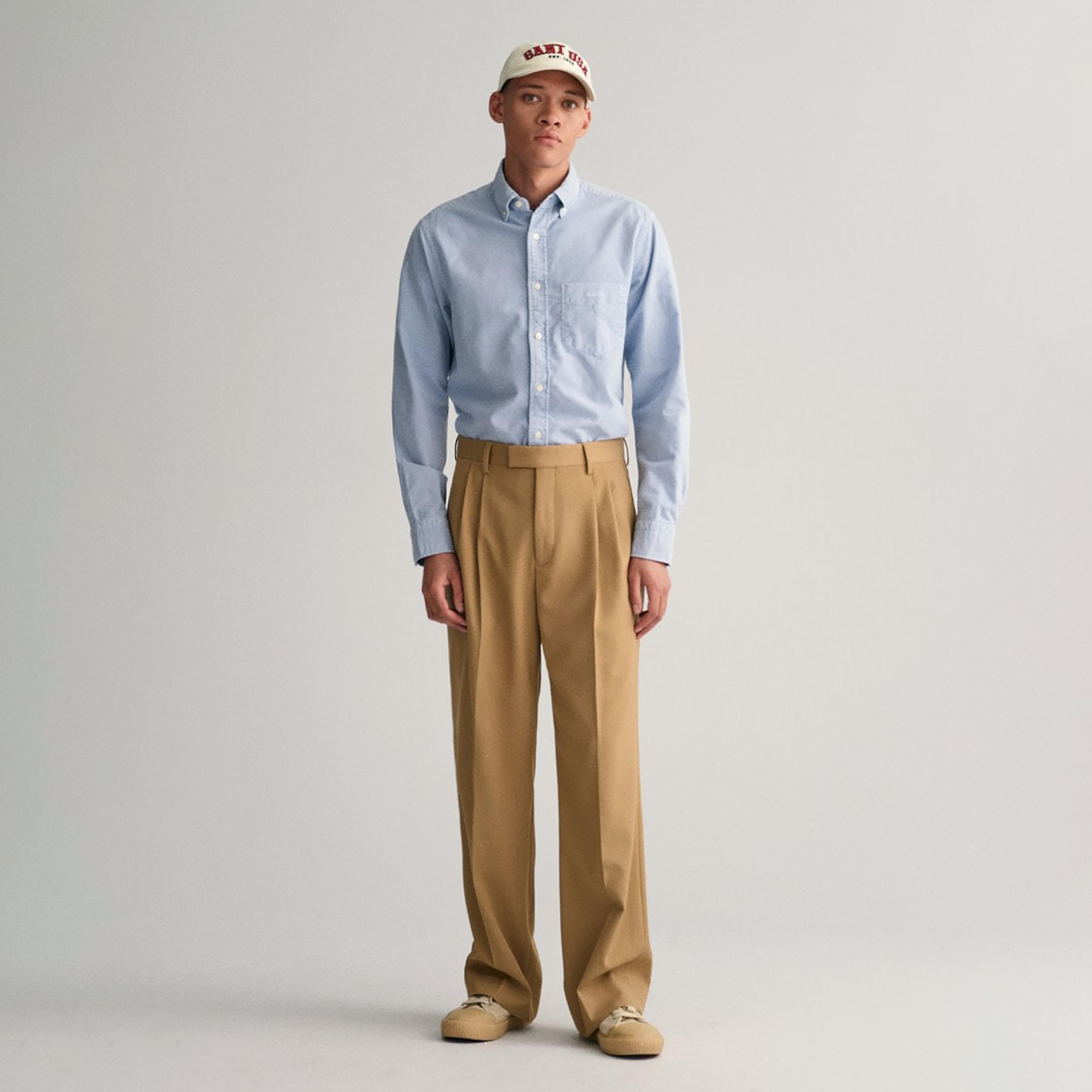 Gant Logo Detail Button Down Collar Long Sleeves Shirt with Patch Pocket-men-clothing-shirts-image-2