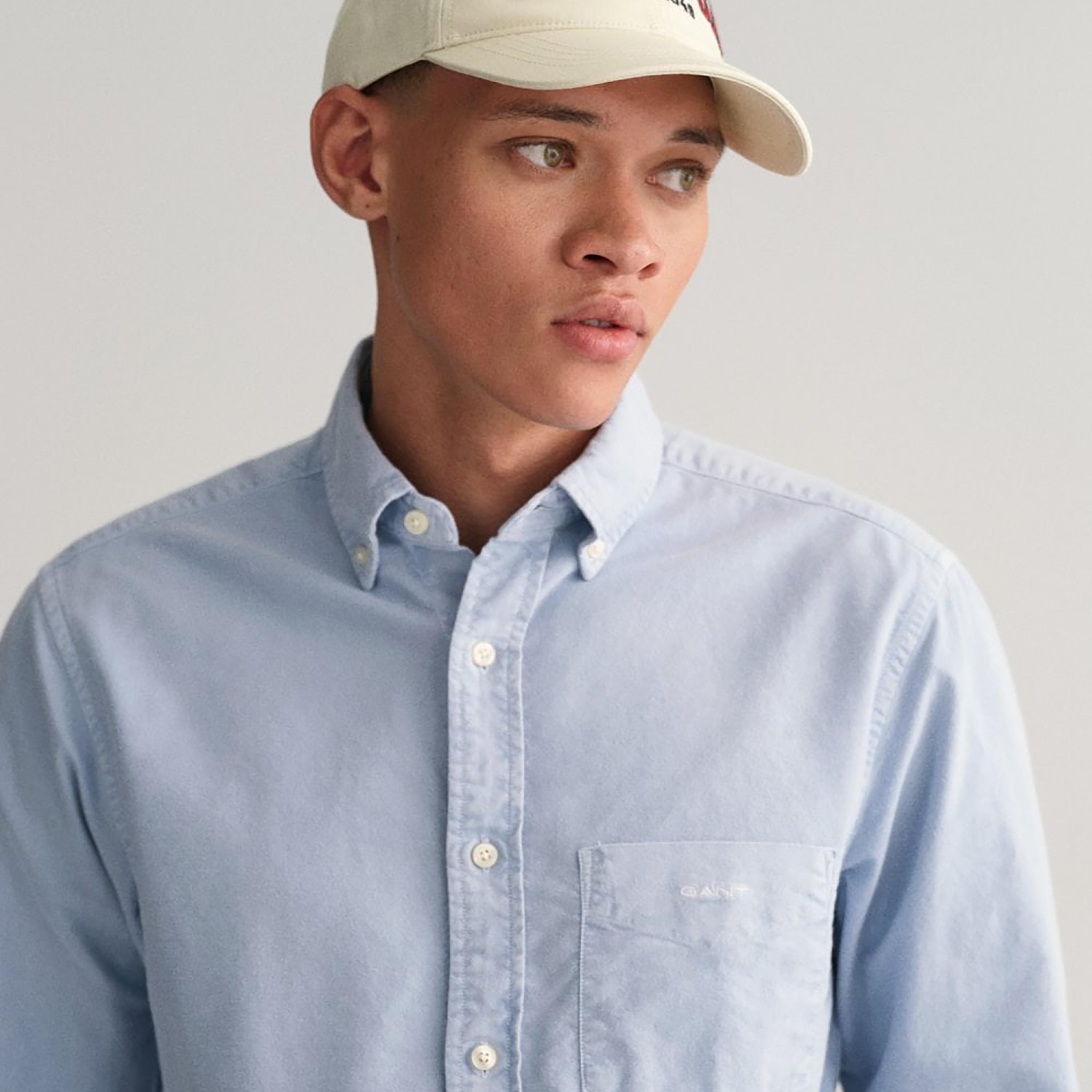 Gant Logo Detail Button Down Collar Long Sleeves Shirt with Patch Pocket-men-clothing-shirts-image-3