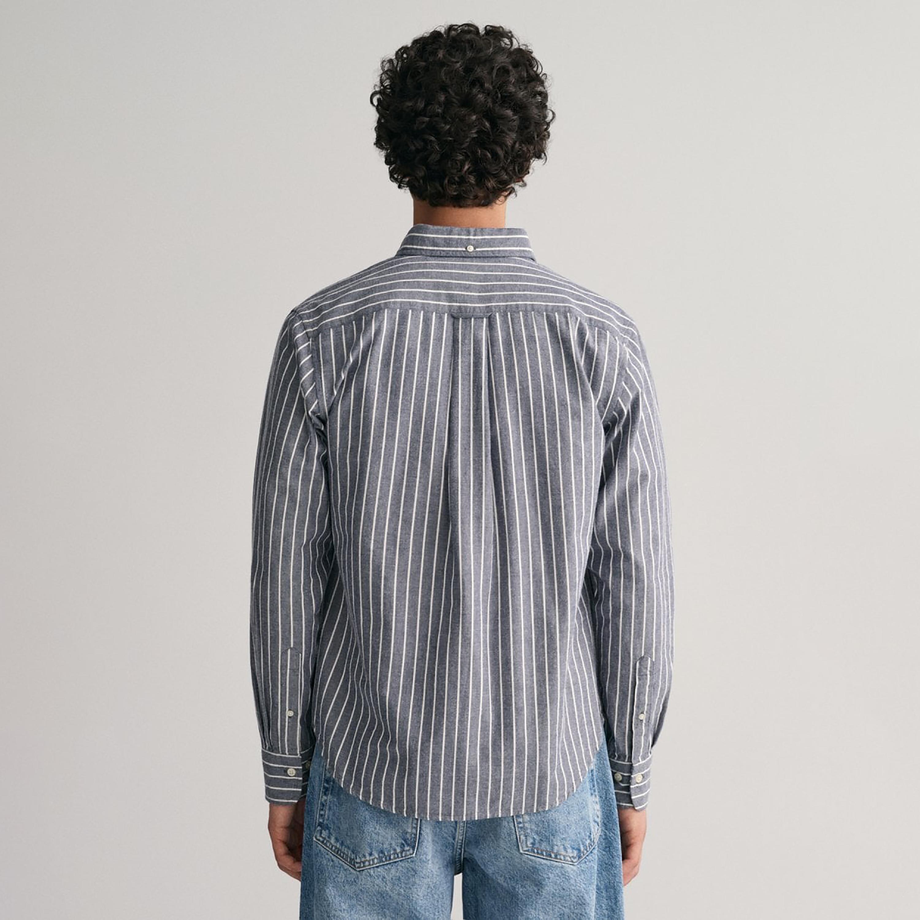 Gant Striped Button Down Collar Long Sleeves Shirt with Patch Pocket-men-clothing-shirts-image-4