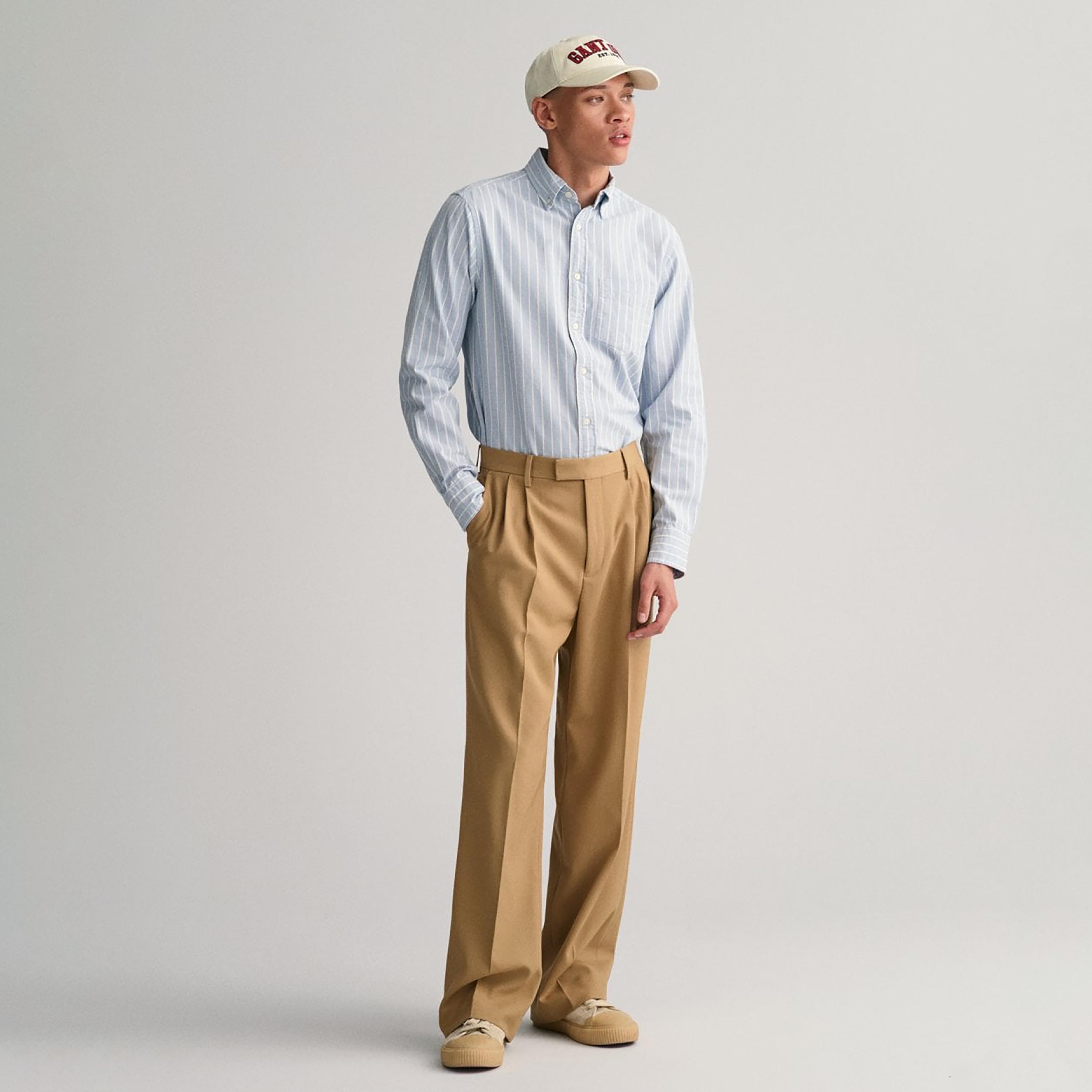 Gant Striped Button Down Collar Long Sleeves Shirt with Patch Pocket-men-clothing-shirts-image-2