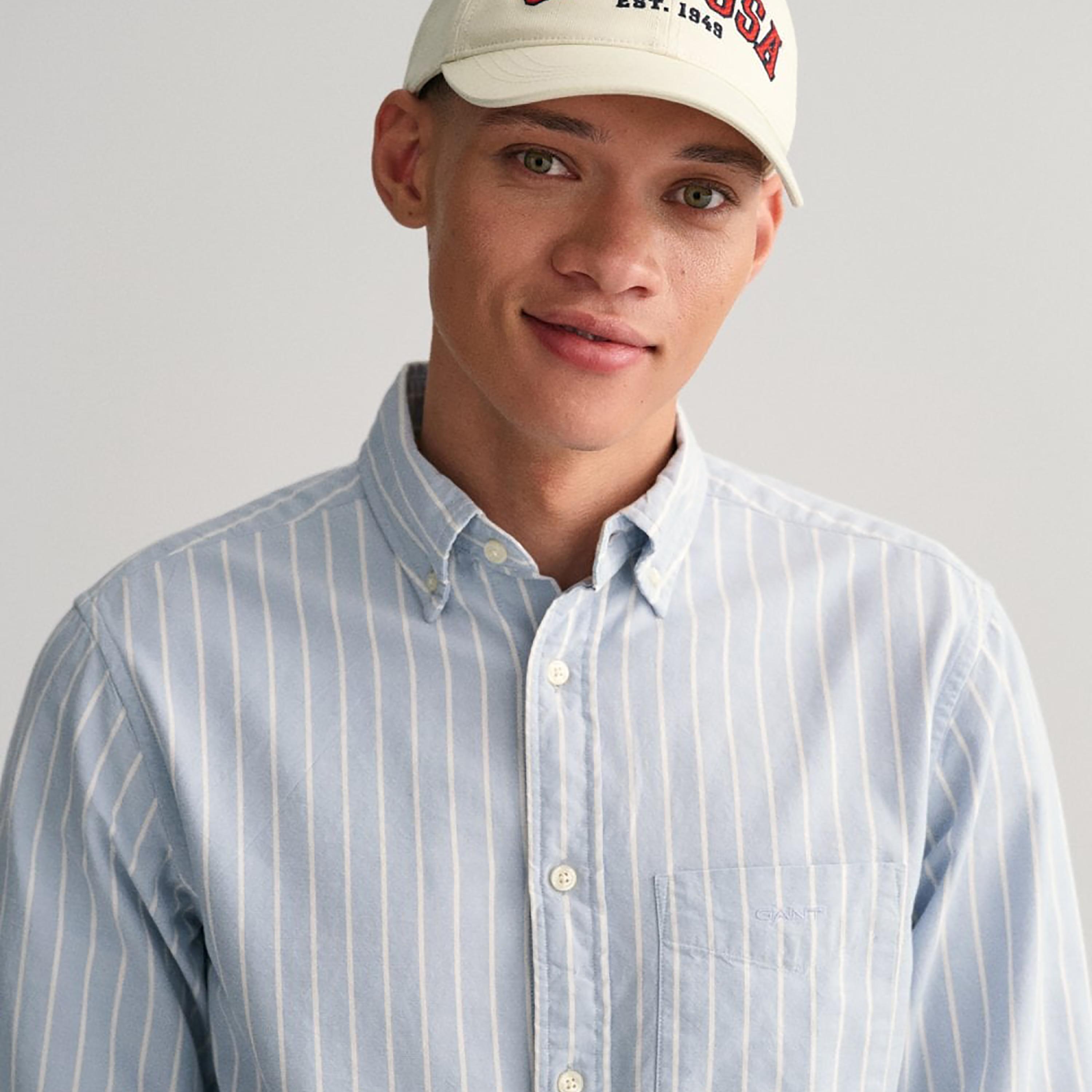 Gant Striped Button Down Collar Long Sleeves Shirt with Patch Pocket-men-clothing-shirts-image-3