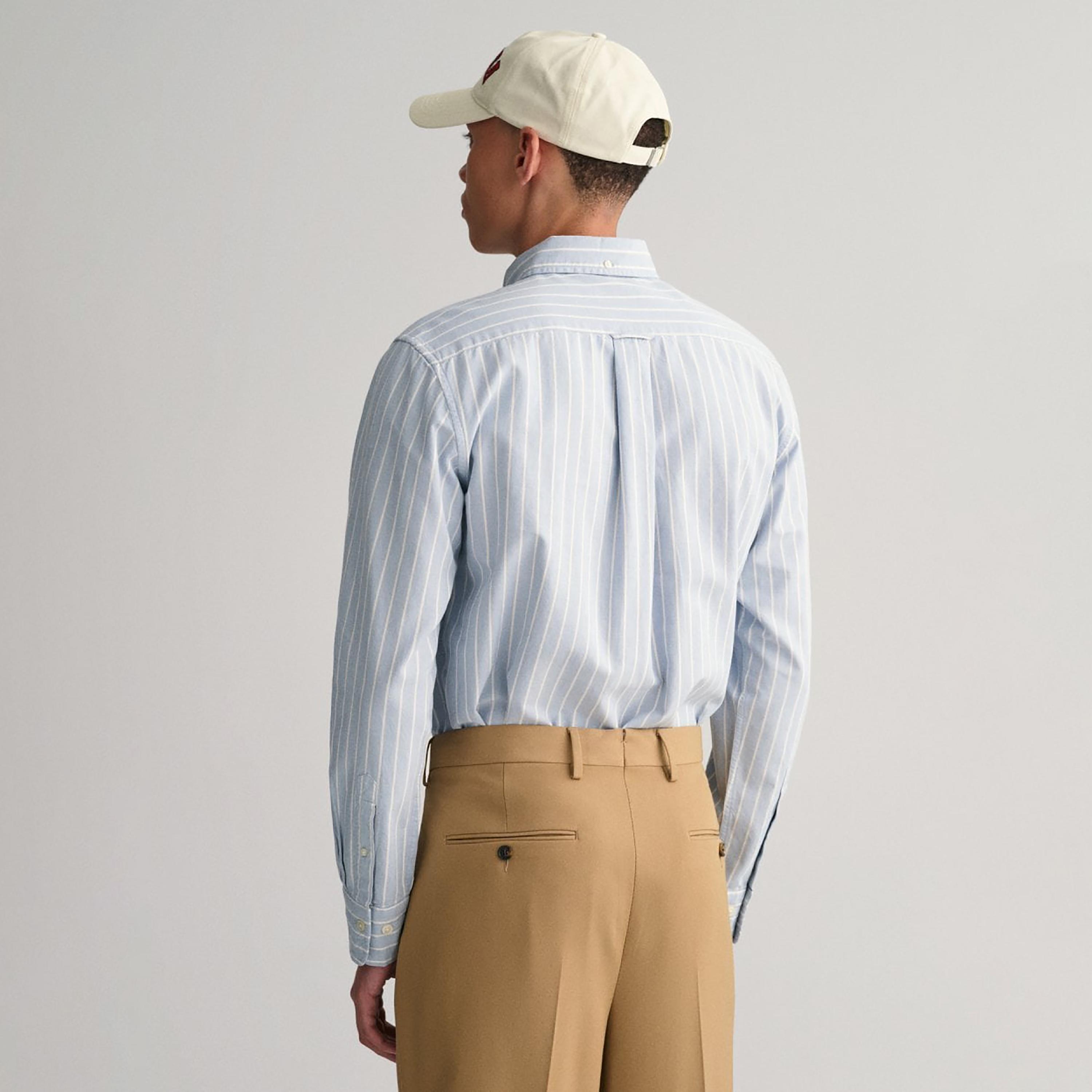 Gant Striped Button Down Collar Long Sleeves Shirt with Patch Pocket-men-clothing-shirts-image-4