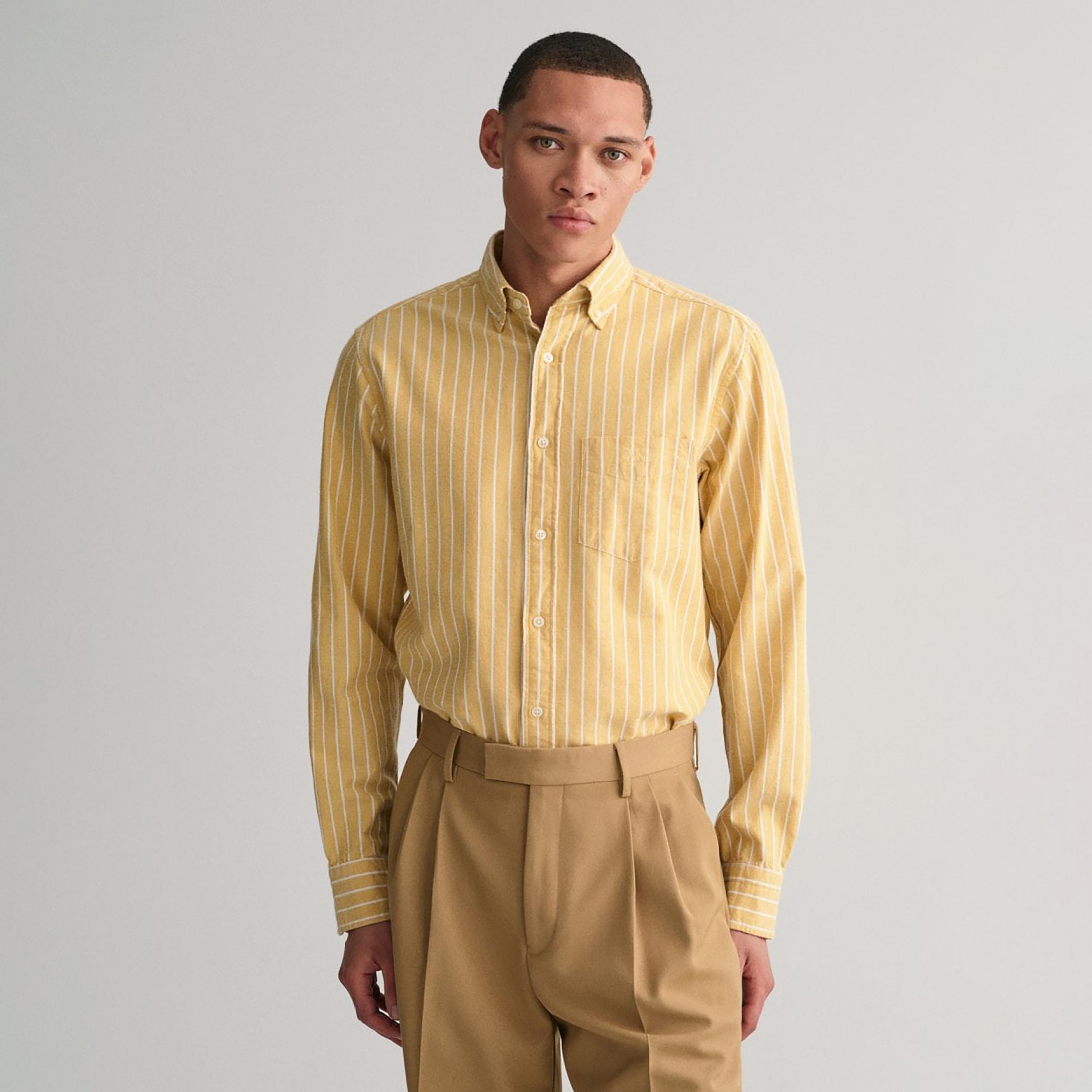 Gant Striped Button Down Collar Long Sleeves Shirt with Patch Pocket-men-clothing-shirts-image-1