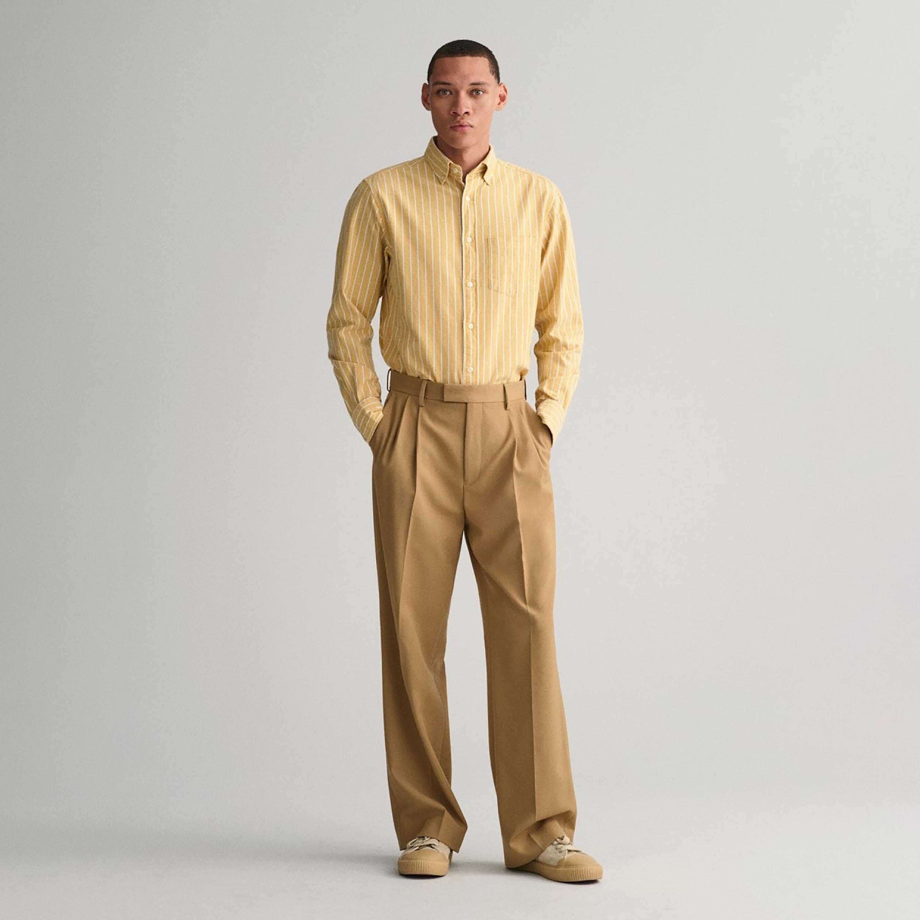 Gant Striped Button Down Collar Long Sleeves Shirt with Patch Pocket-men-clothing-shirts-image-2