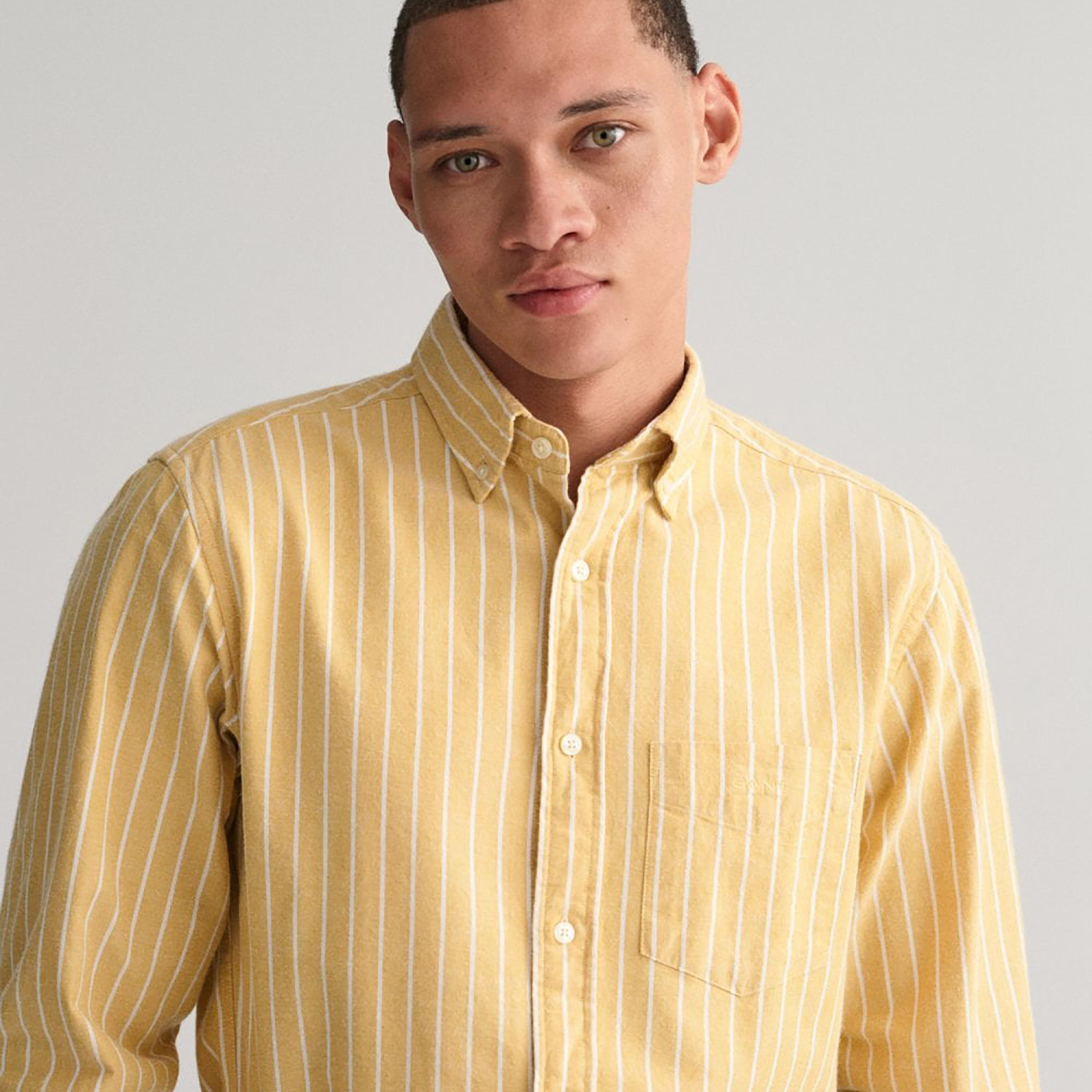 Gant Striped Button Down Collar Long Sleeves Shirt with Patch Pocket-men-clothing-shirts-image-3