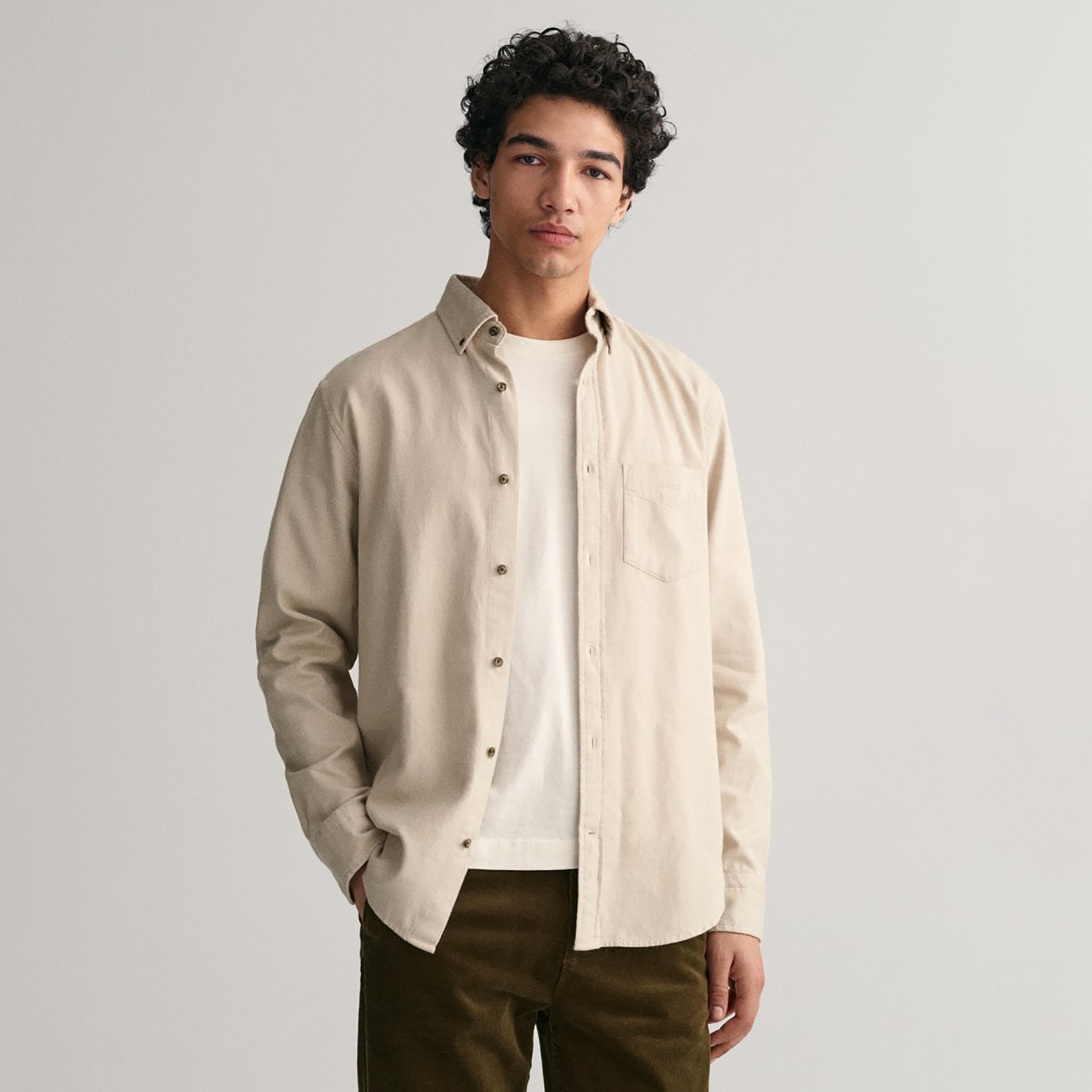 Gant Logo Detail Button Down Collar Long Sleeves Shirt with Patch Pocket-men-clothing-shirts-image-1