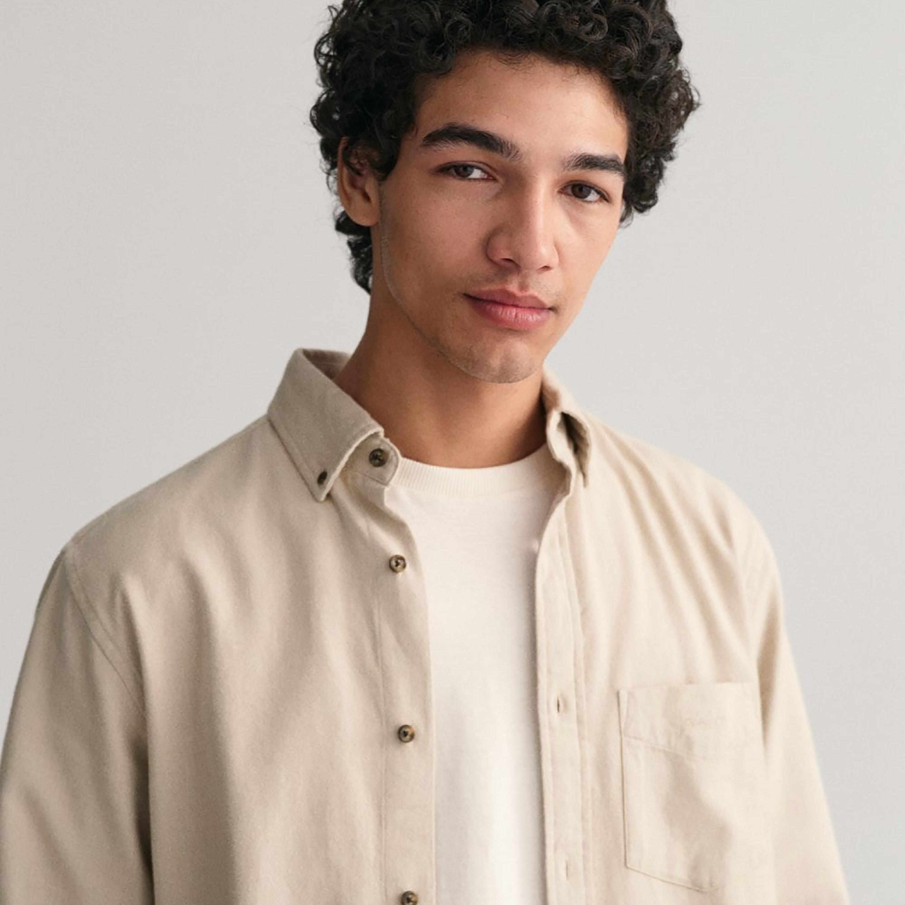 Gant Logo Detail Button Down Collar Long Sleeves Shirt with Patch Pocket-men-clothing-shirts-image-3