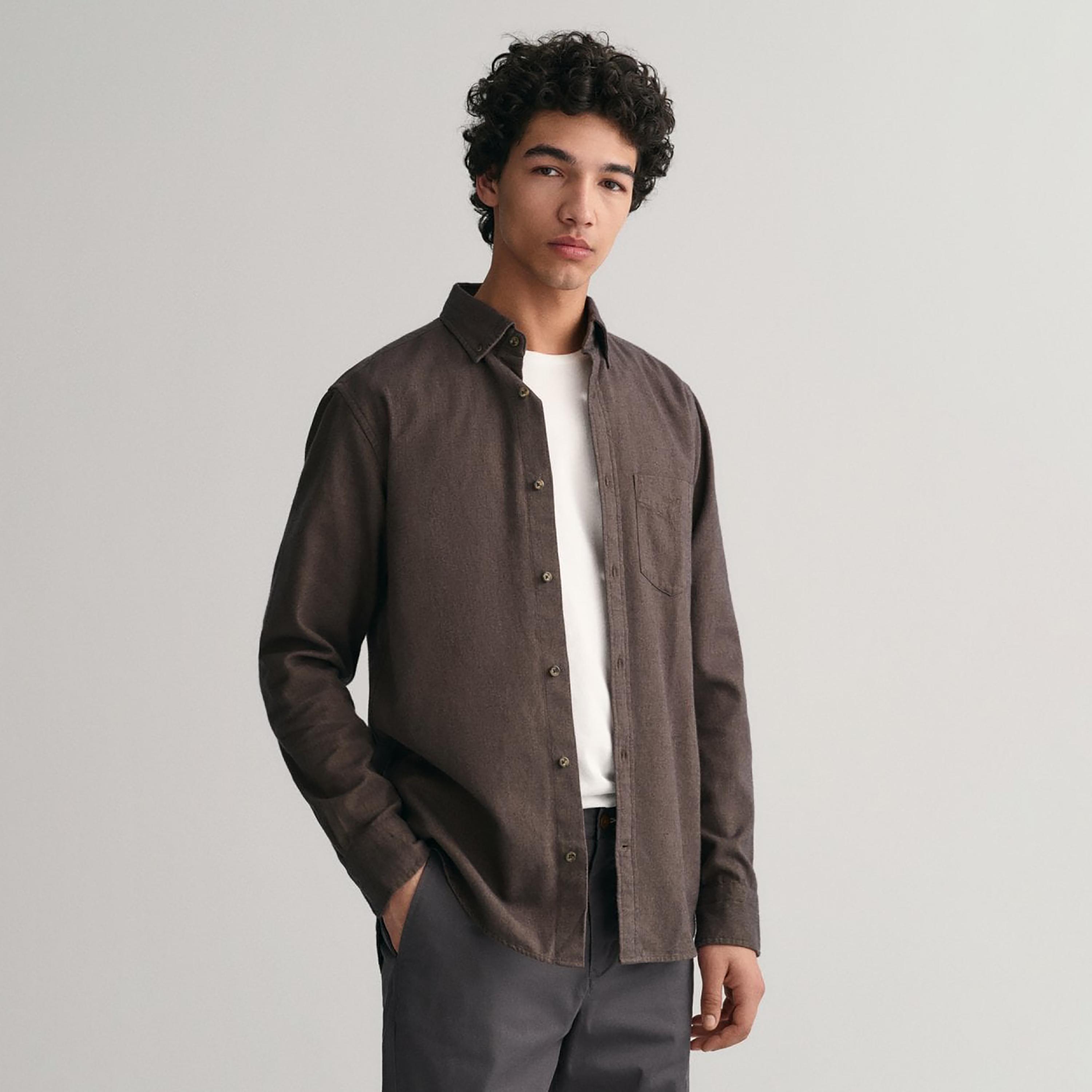 Gant Logo Detail Button Down Collar Long Sleeves Shirt with Patch Pocket-men-clothing-shirts-image-1