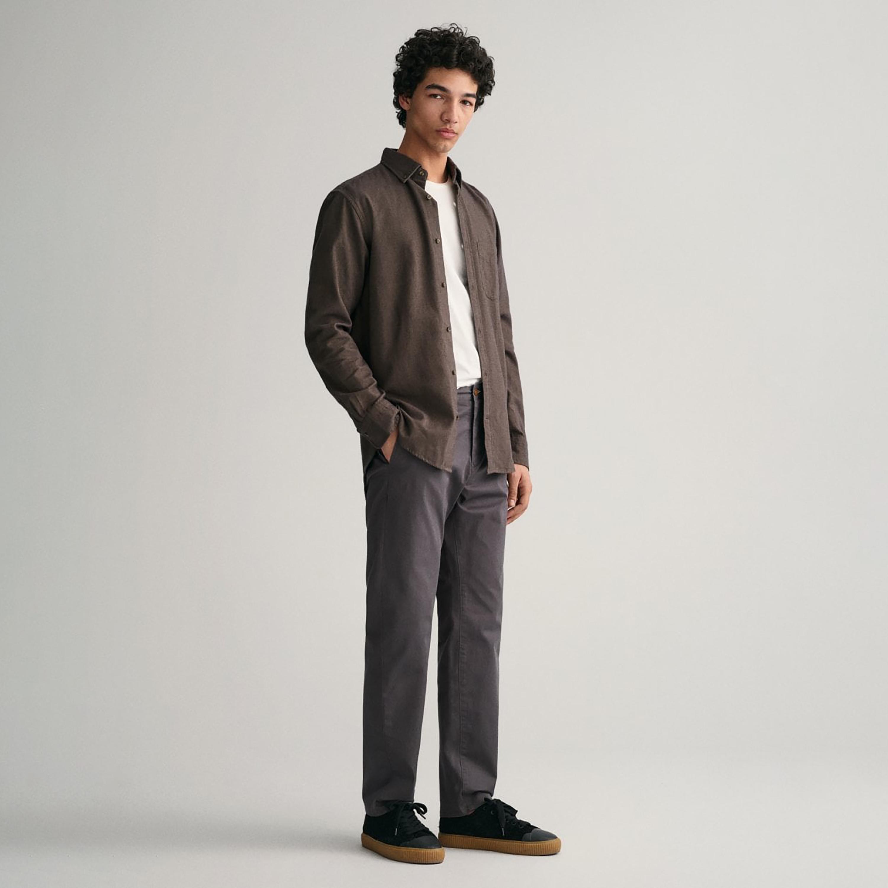 Gant Logo Detail Button Down Collar Long Sleeves Shirt with Patch Pocket-men-clothing-shirts-image-2