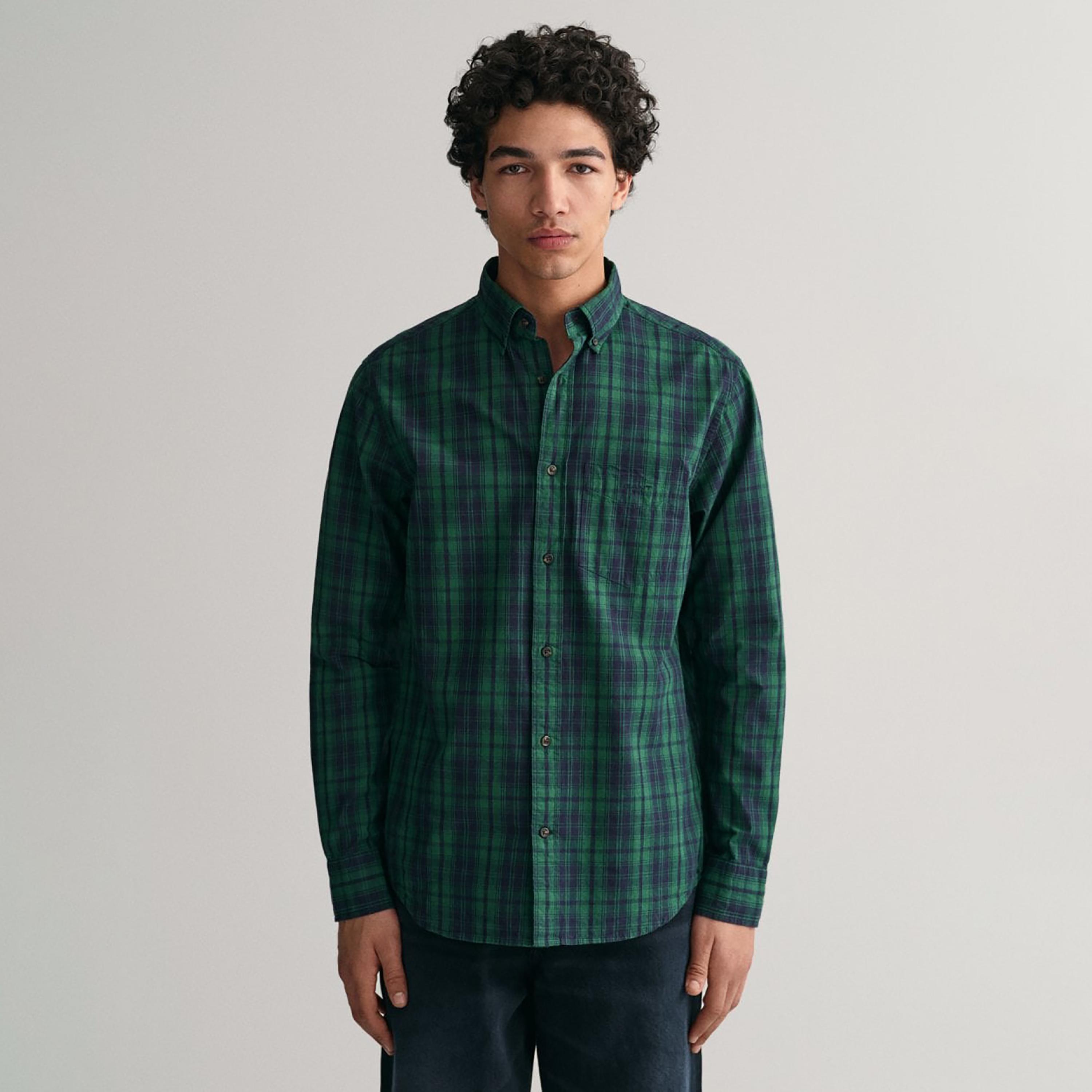 Gant Checked Button Down Collar Long Sleeves Shirt with Patch Pocket-men-clothing-shirts-image-1