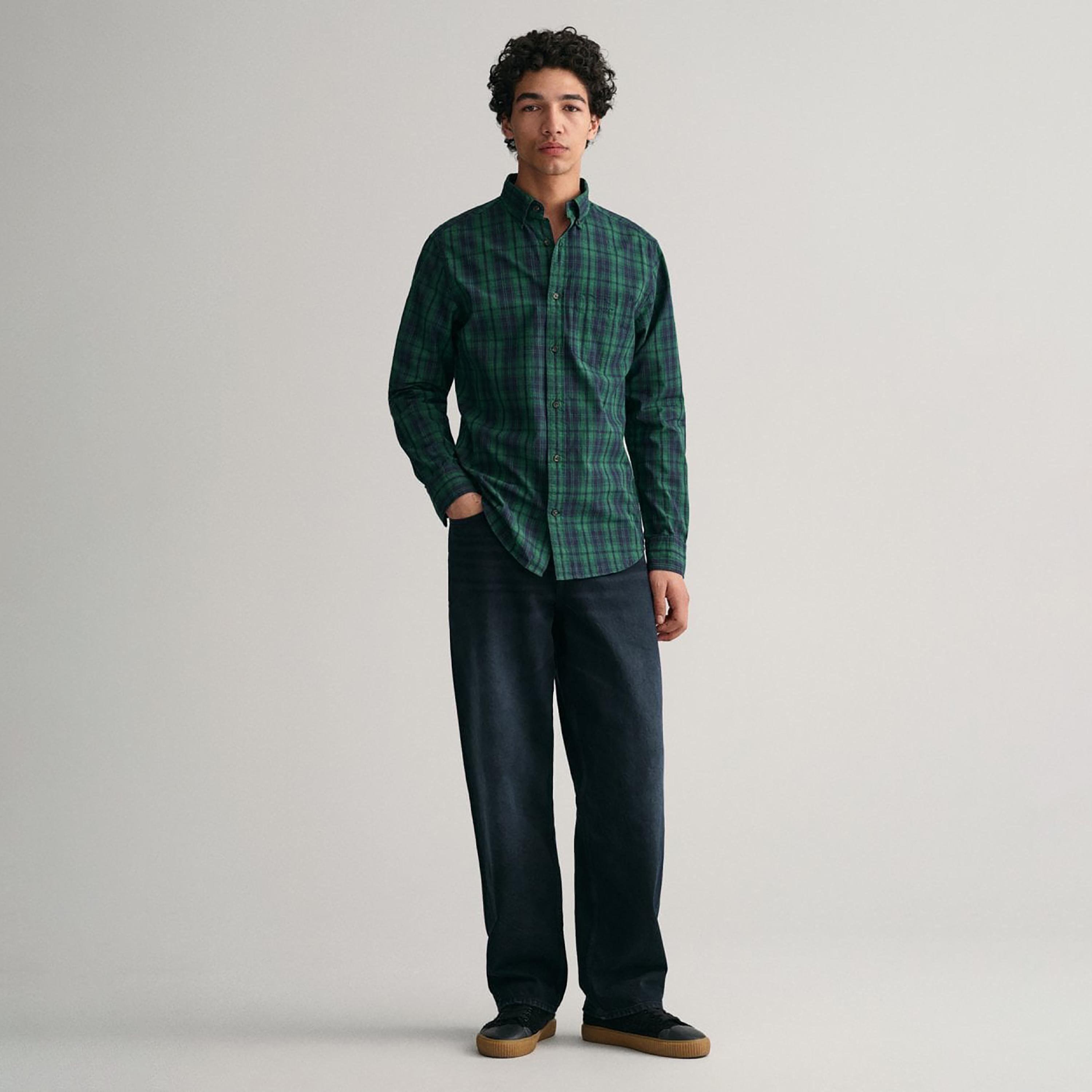 Gant Checked Button Down Collar Long Sleeves Shirt with Patch Pocket-men-clothing-shirts-image-2