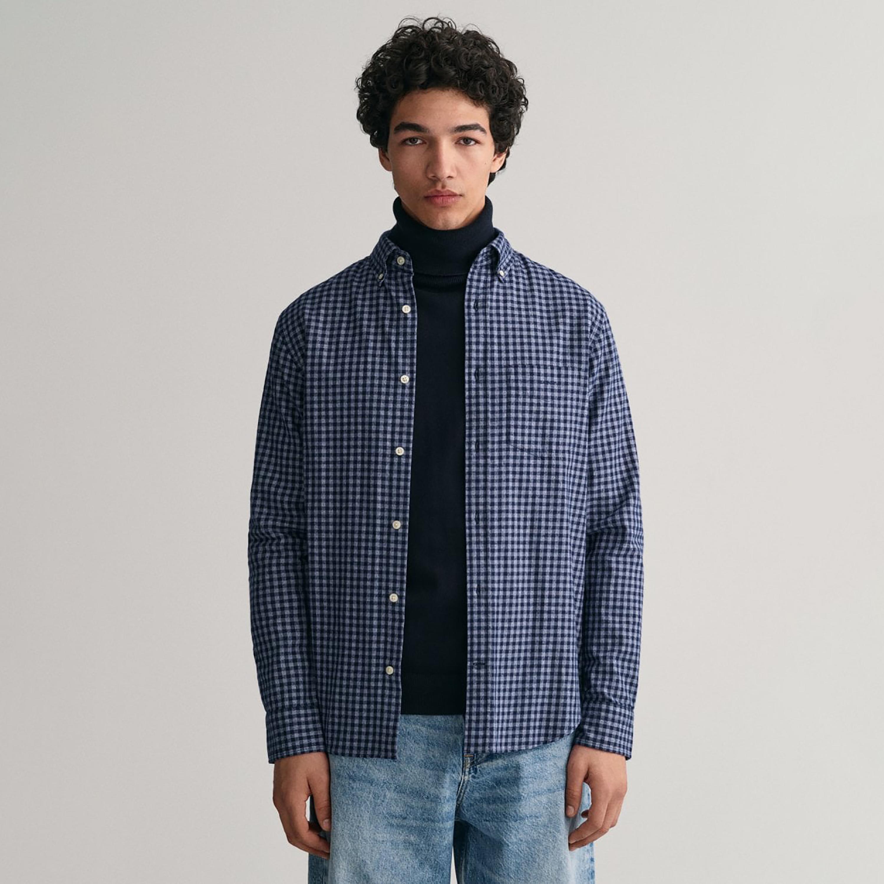 Gant Checked Button Down Collar Long Sleeves Shirt with Patch Pocket-men-clothing-shirts-image-1