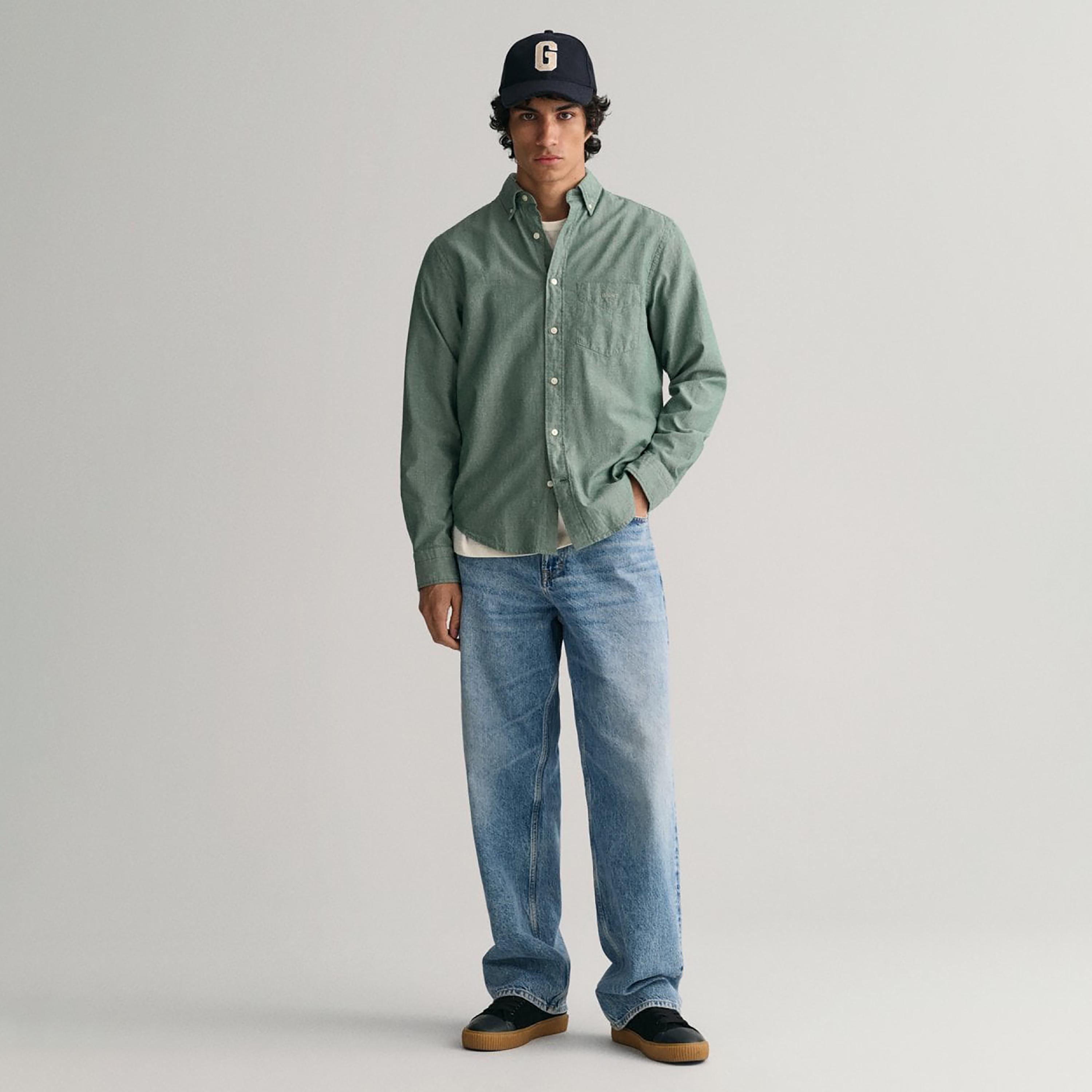 Gant Plain Button Down Collar Long Sleeves Shirt with Patch Pocket-men-clothing-shirts-image-2