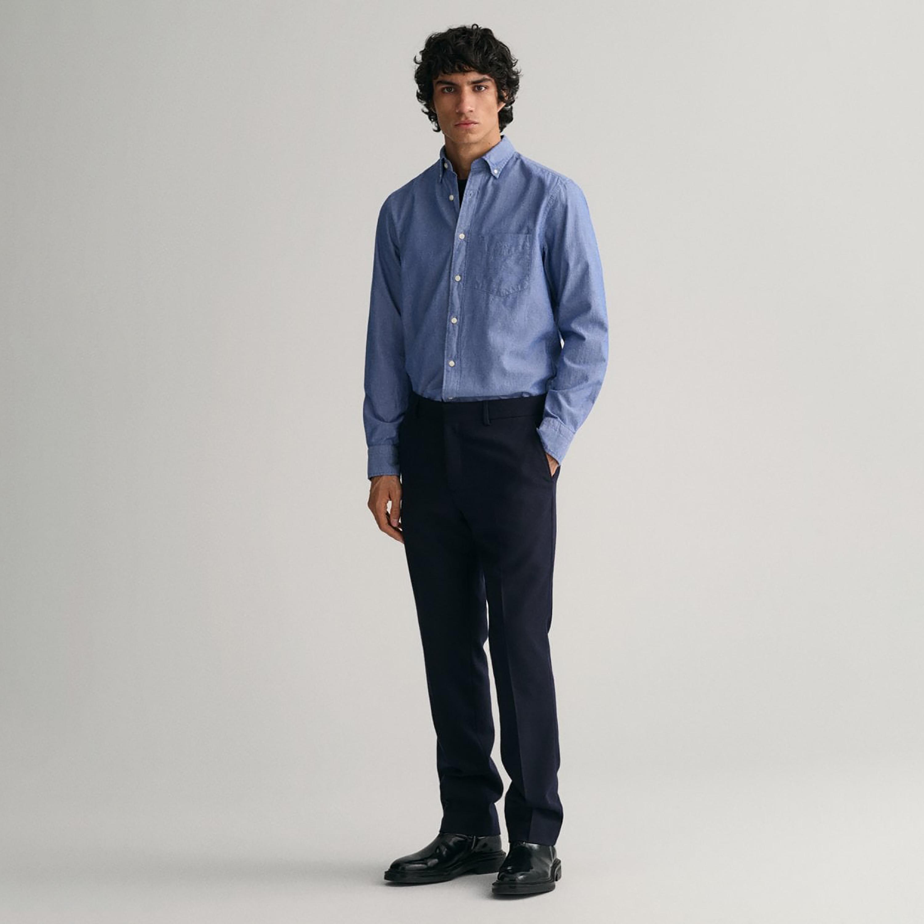 Gant Plain Button Down Collar Long Sleeves Shirt with Patch Pocket-men-clothing-shirts-image-2