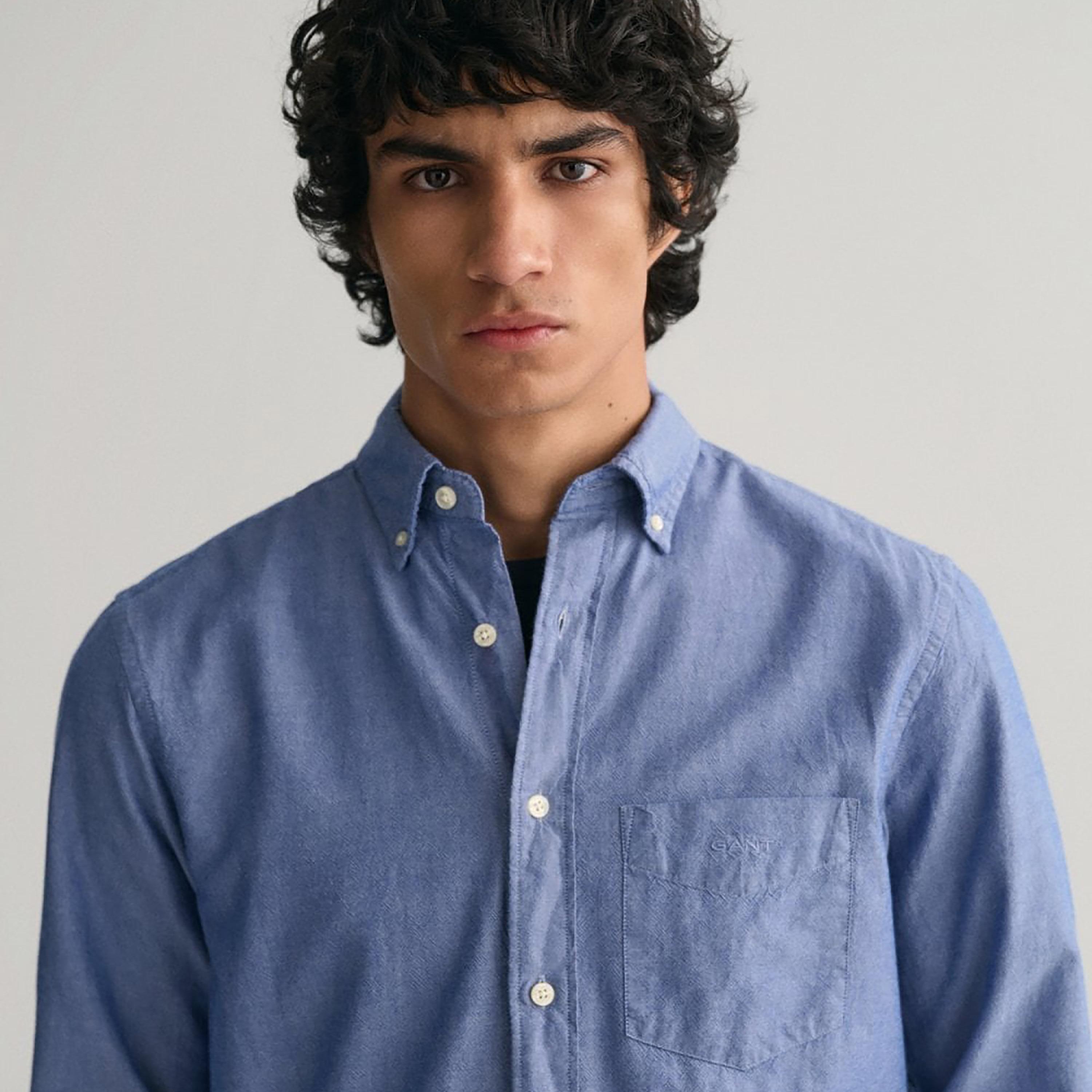 Gant Plain Button Down Collar Long Sleeves Shirt with Patch Pocket-men-clothing-shirts-image-3