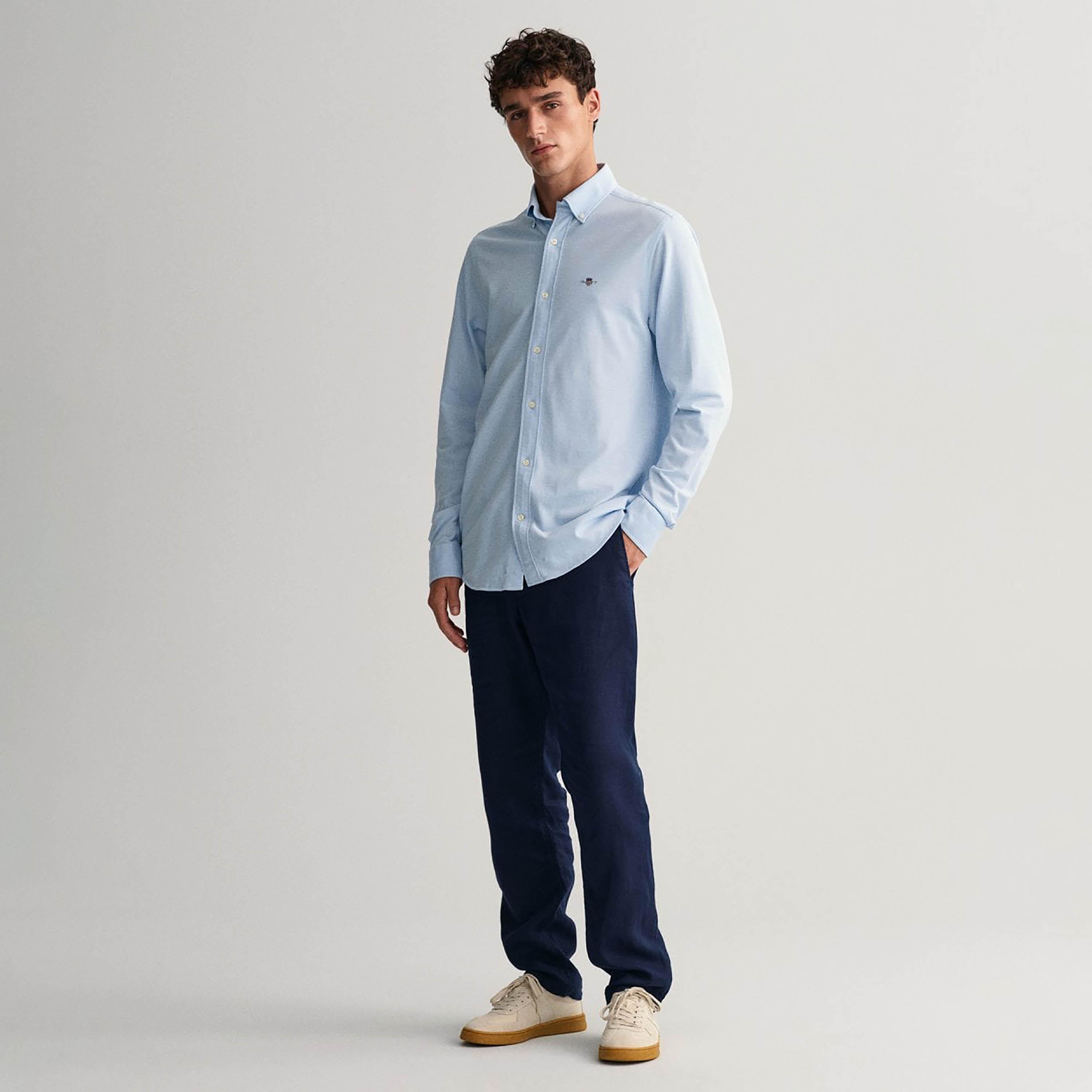 Gant Regular Fit Plain Collared Long Sleeves Men's Shirt-men-clothing-shirts-image-9