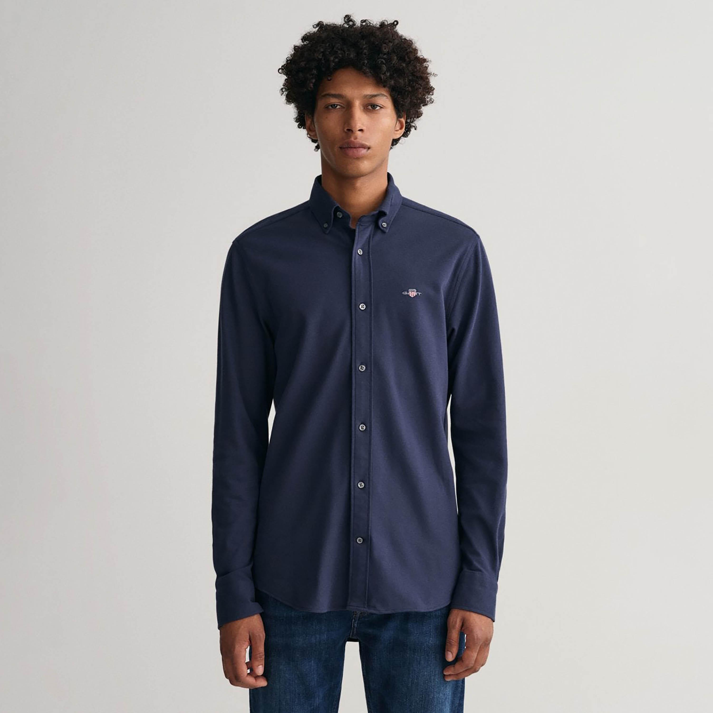 Gant Regular Fit Plain Collared Long Sleeves Men's Shirt-men-clothing-shirts-image-3