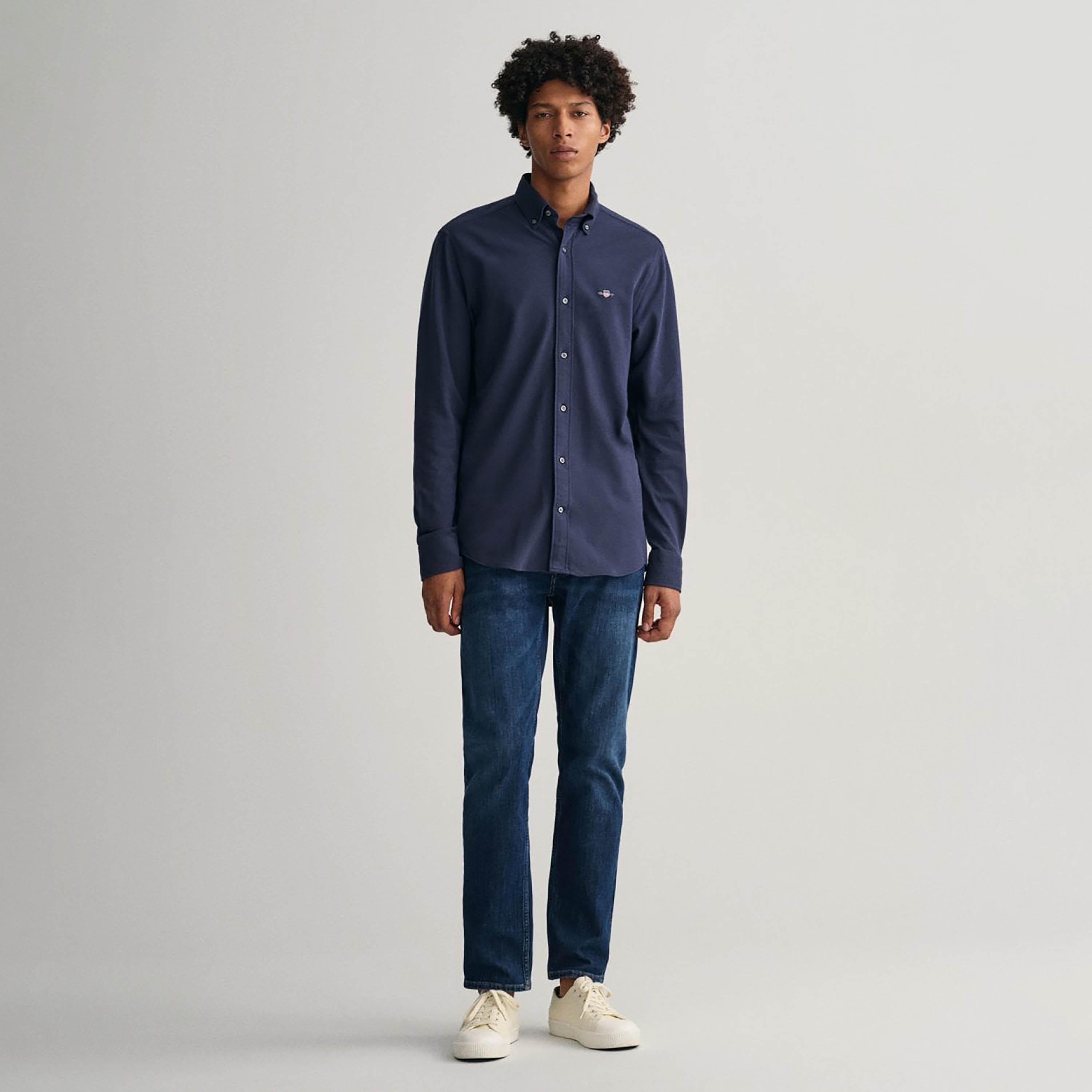 Gant Regular Fit Plain Collared Long Sleeves Men's Shirt-men-clothing-shirts-image-6