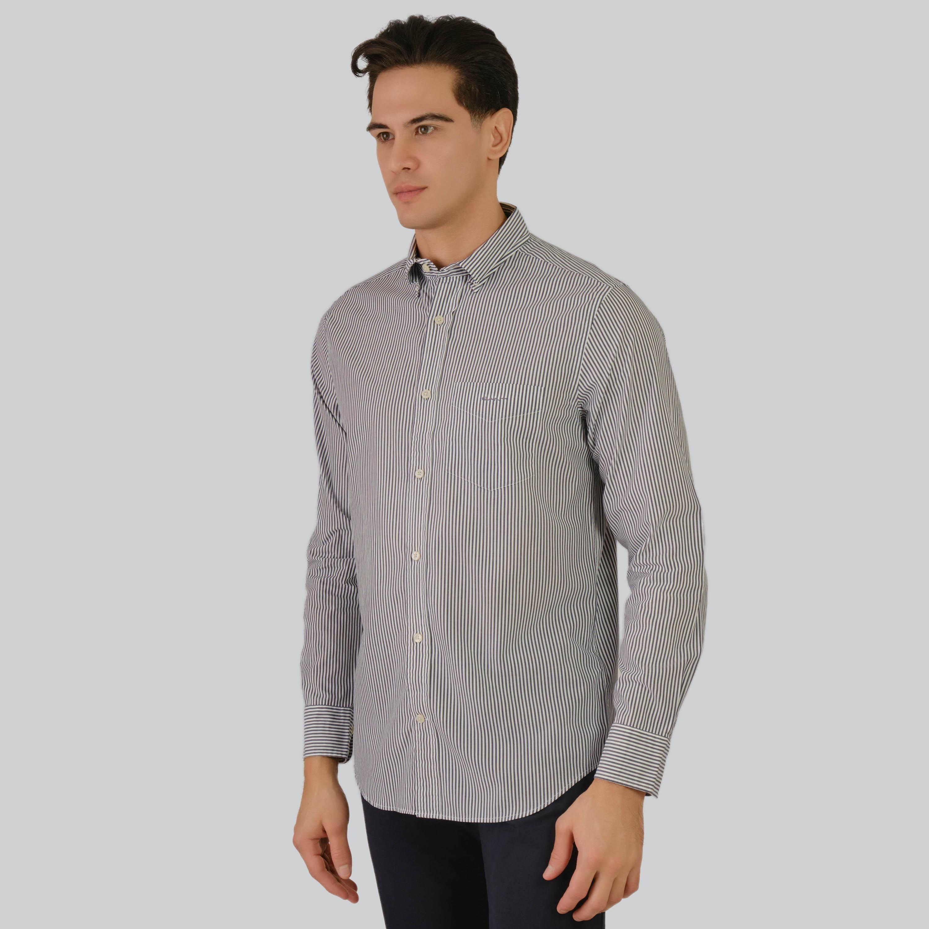 Gant Regular Fit Striped Button-Down Collar Long Sleeves Men's Shirt-men-clothing-shirts-image-1