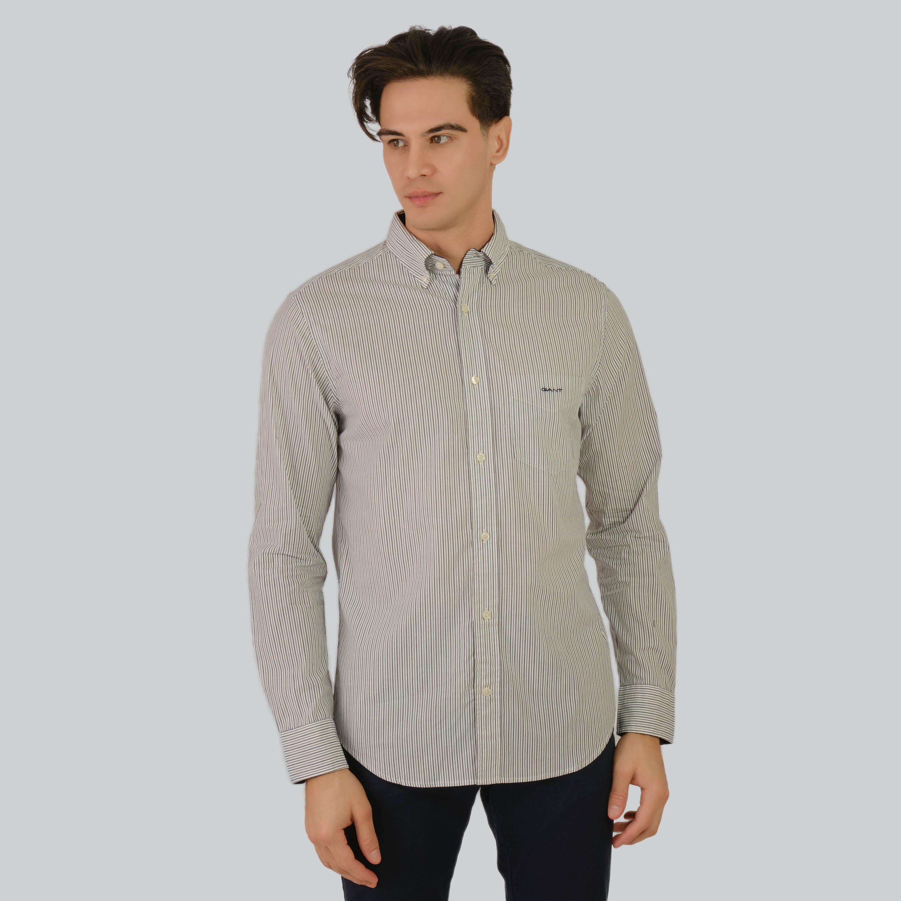 Gant Regular Fit Striped Button-Down Collar Long Sleeves Men's Shirt-men-clothing-shirts-image-4