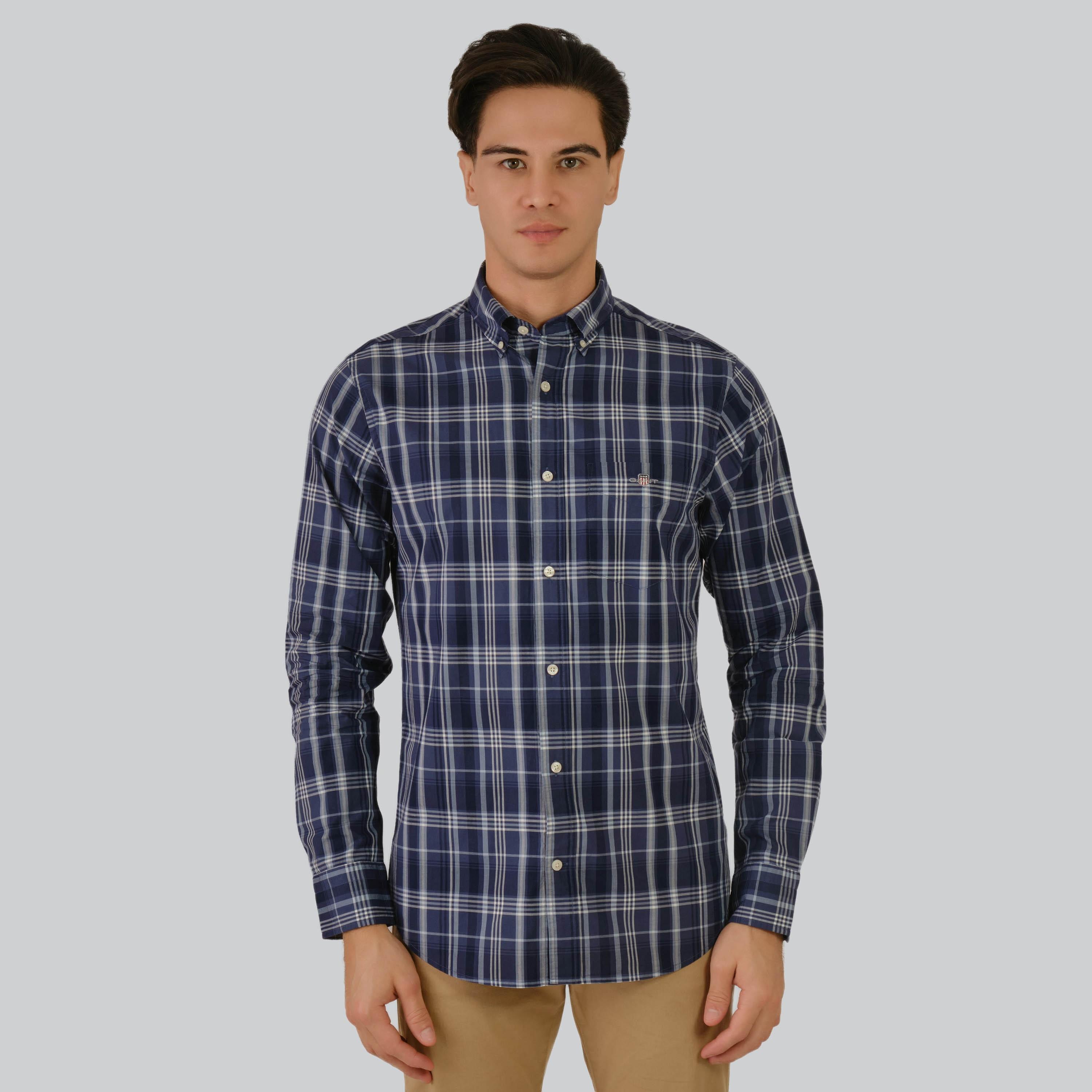 Gant Regular Fit Checked Button-Down Collar Long Sleeves Men's Shirt-men-clothing-shirts-image-1